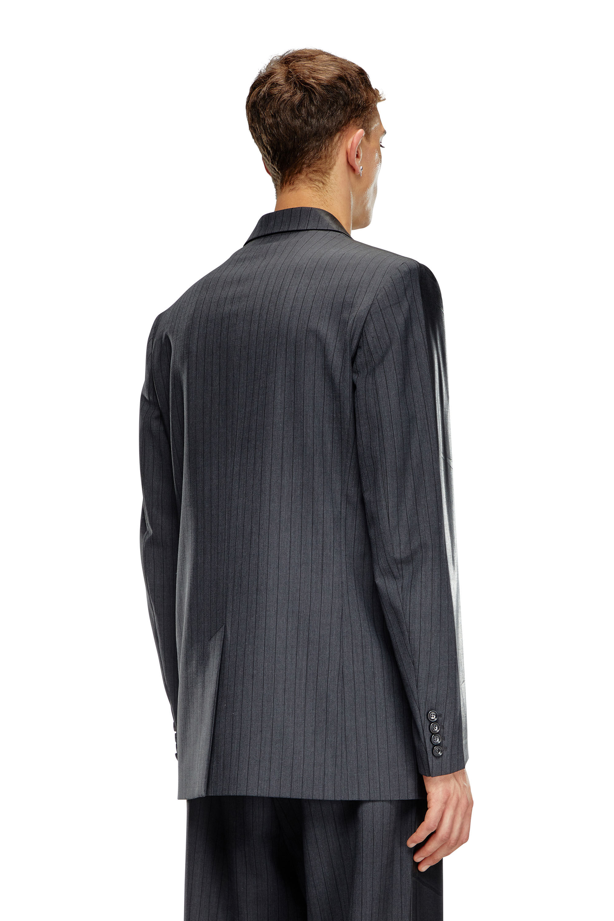 Diesel - J-STANLEY, Blazer à fines rayures avec devant enduit Homme in Noir - 5