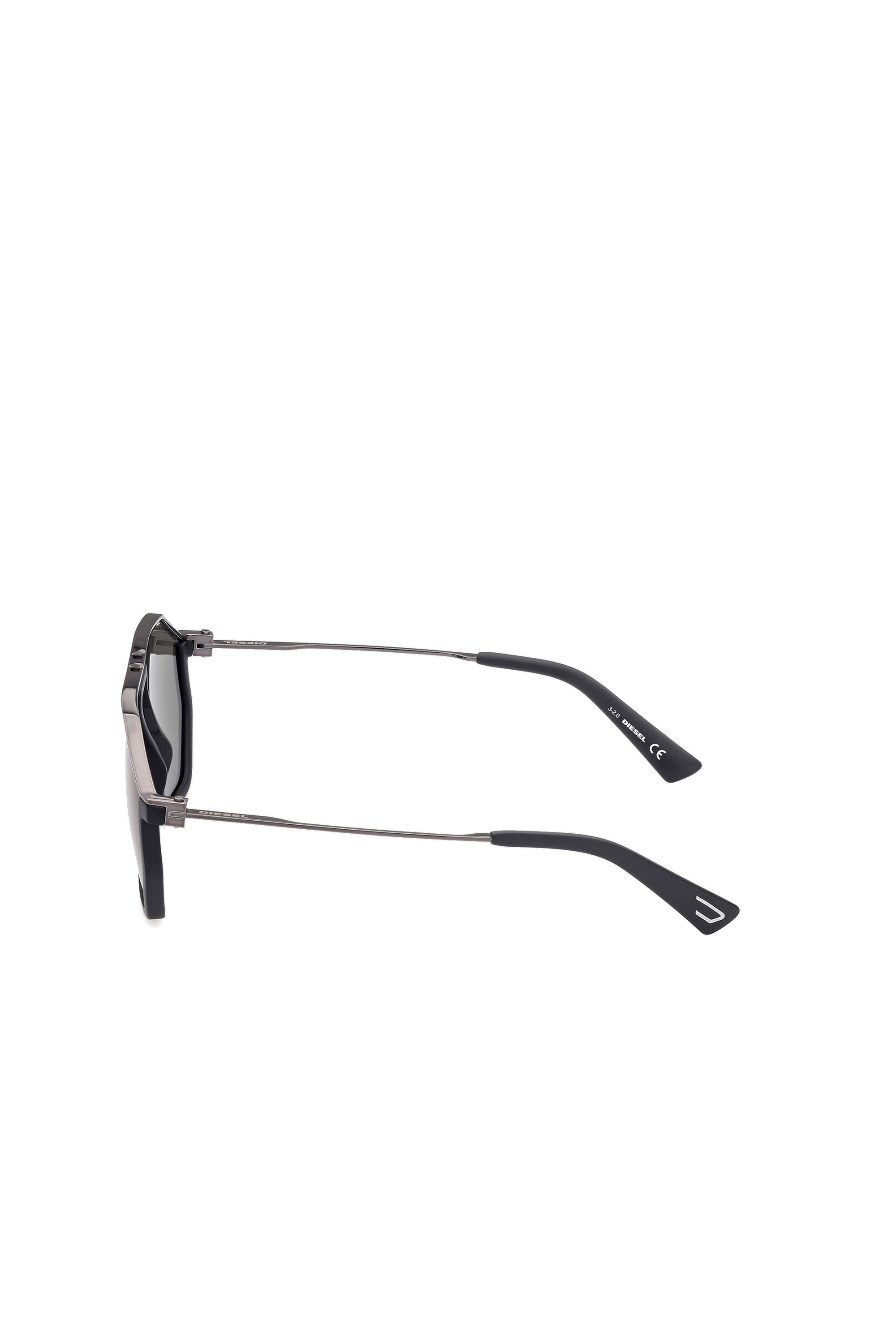 Diesel - DL0346, Unisex's Pilot metal and injection-molded sunglasses in Black/Grey - 4