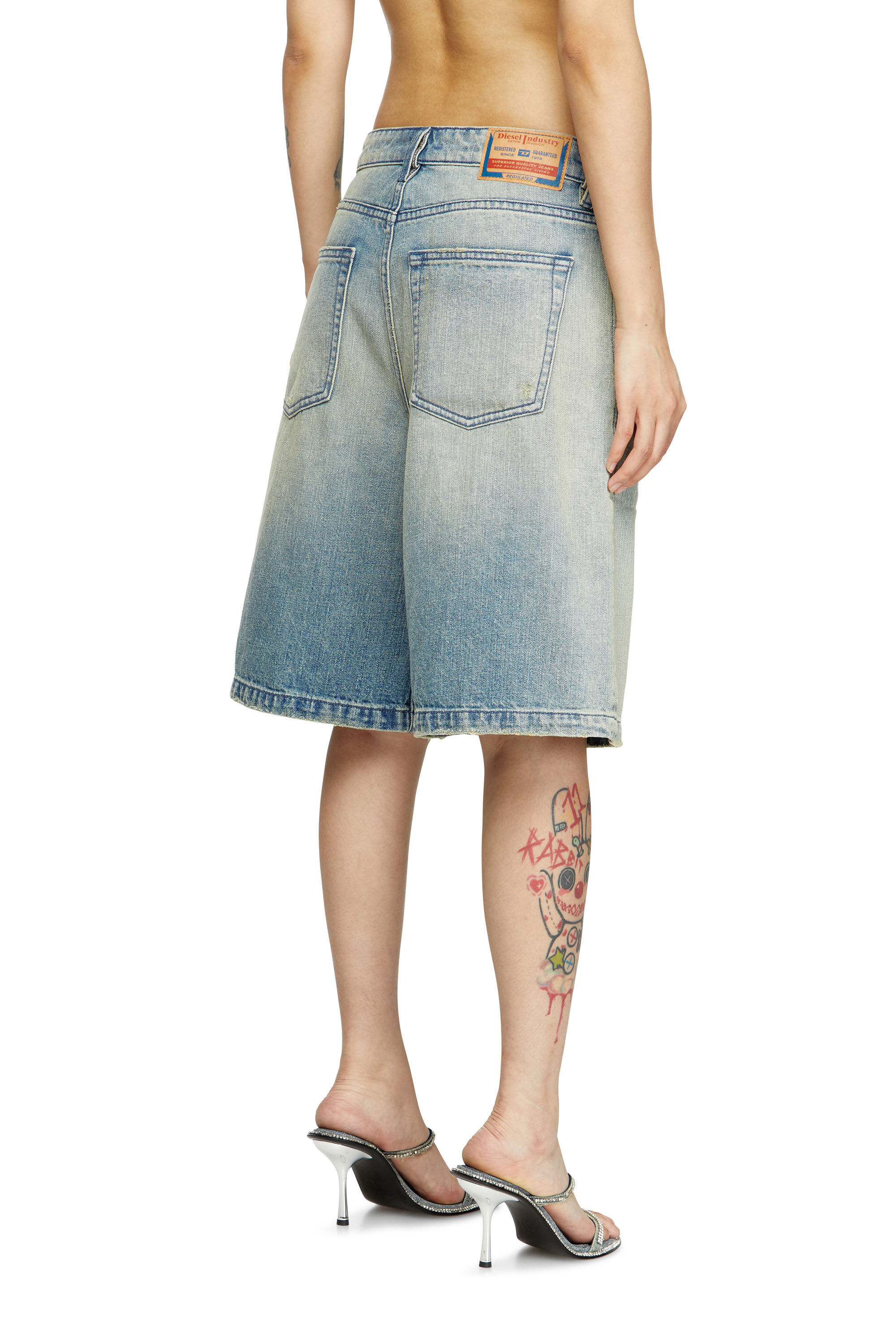 Diesel - DE-SIRE-SHORT, Female's Shorts in worn-effect denim in Light Blue - 5