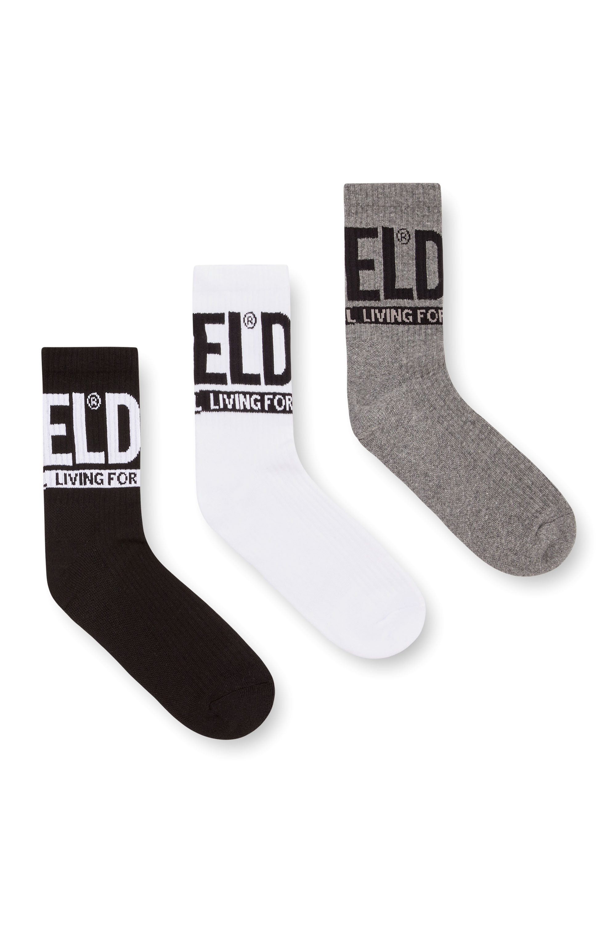 Diesel - SKM-RAY-3PACK-CUSHIONED-17,5, Male's Three-pack socks with Diesel logo in Black/Grey - 1