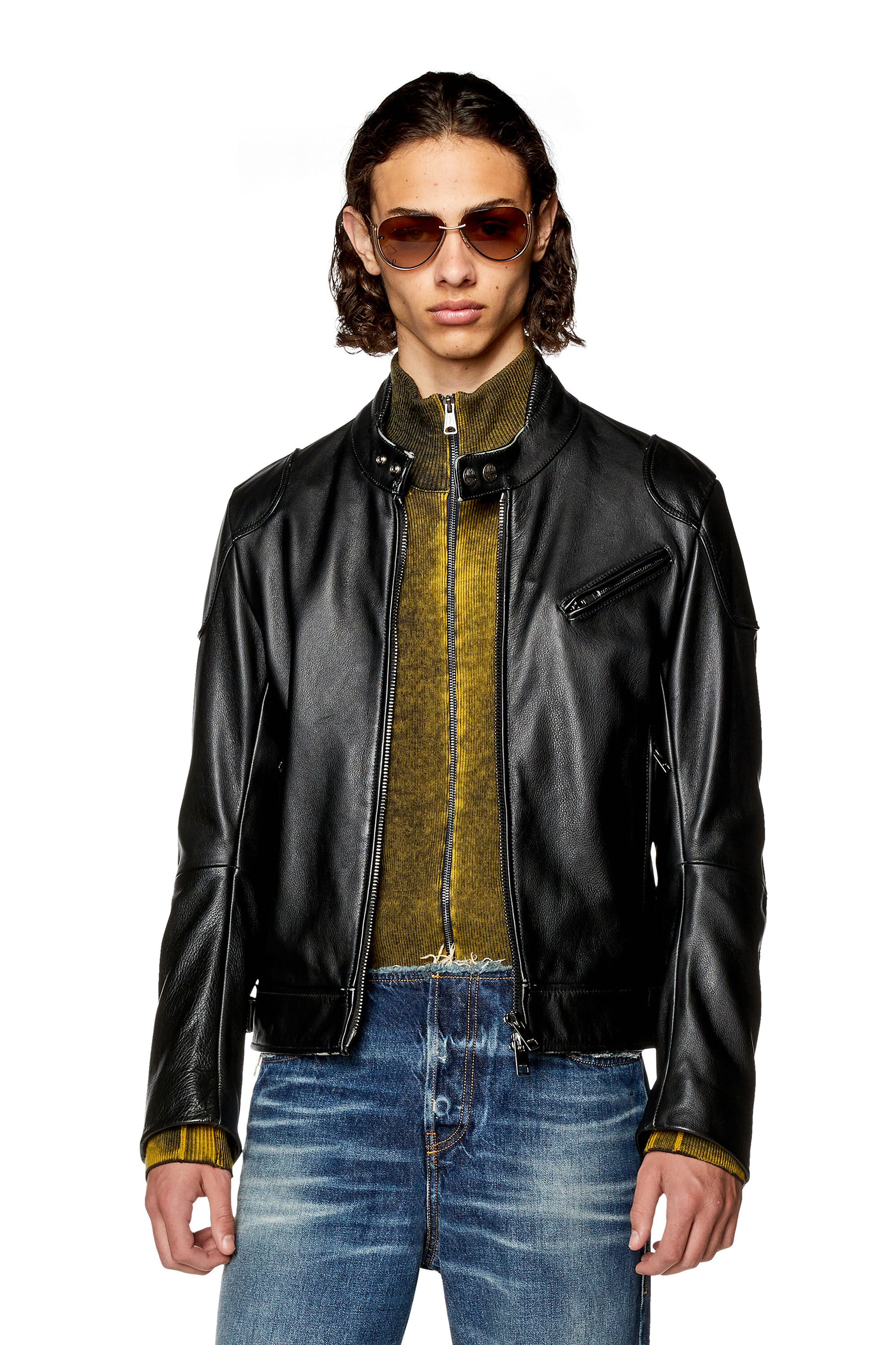 Men s Biker jacket with needle stitch details L HEIN Diesel