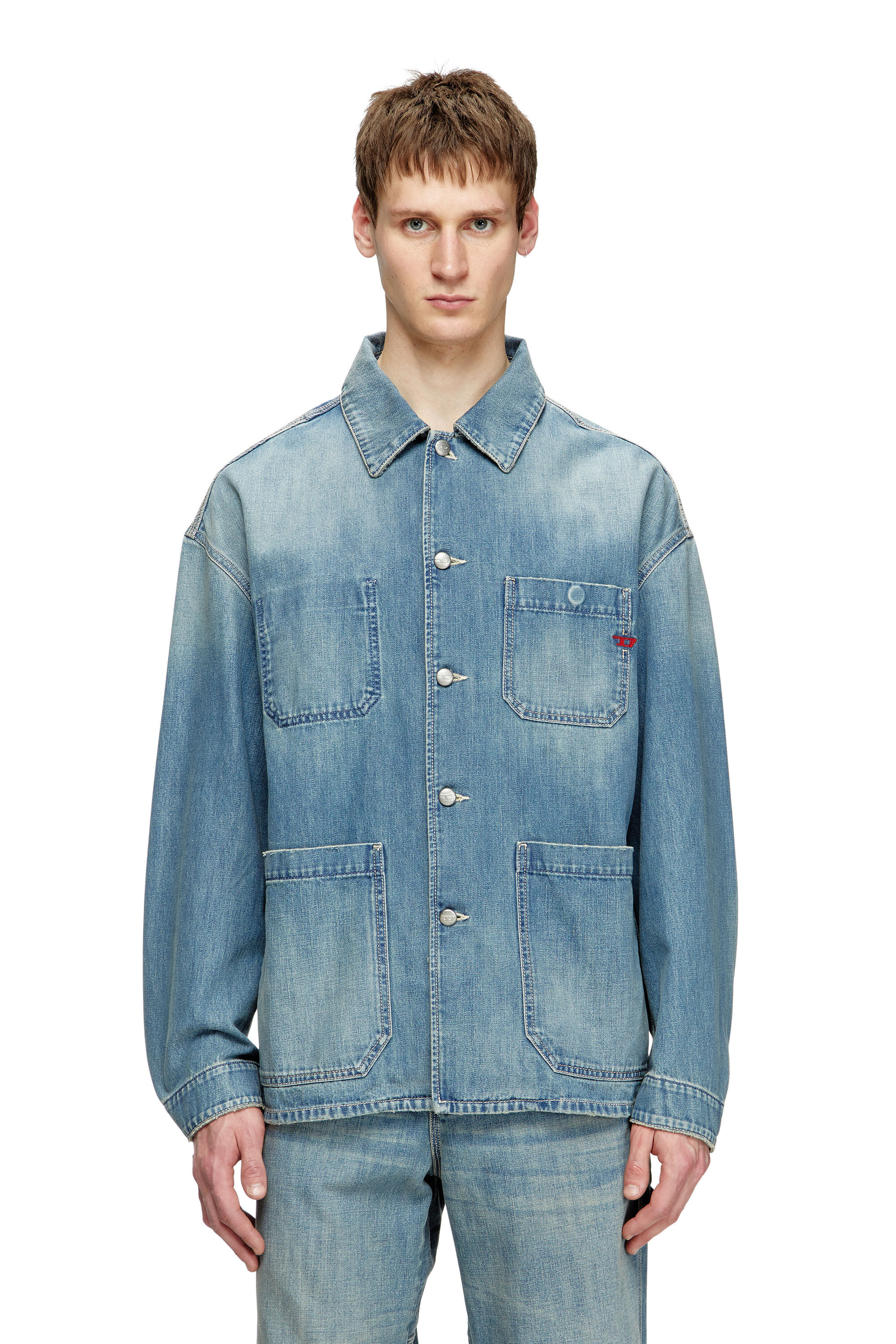 Diesel - D-STACK-U, Unisex's Utility-style denim jacket in Medium Blue - 3