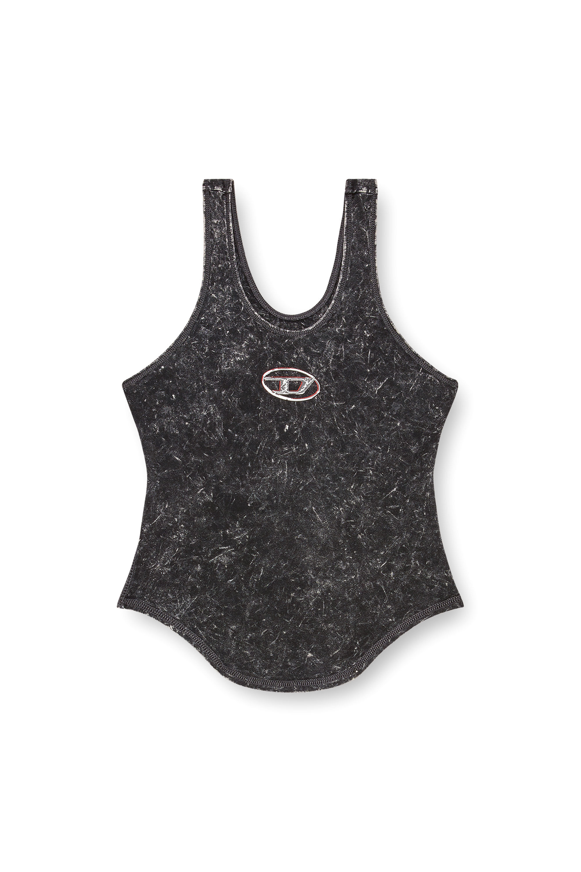 Diesel - T-AVENA-P1, Female's Open-back top with marbled effect in Black - 2