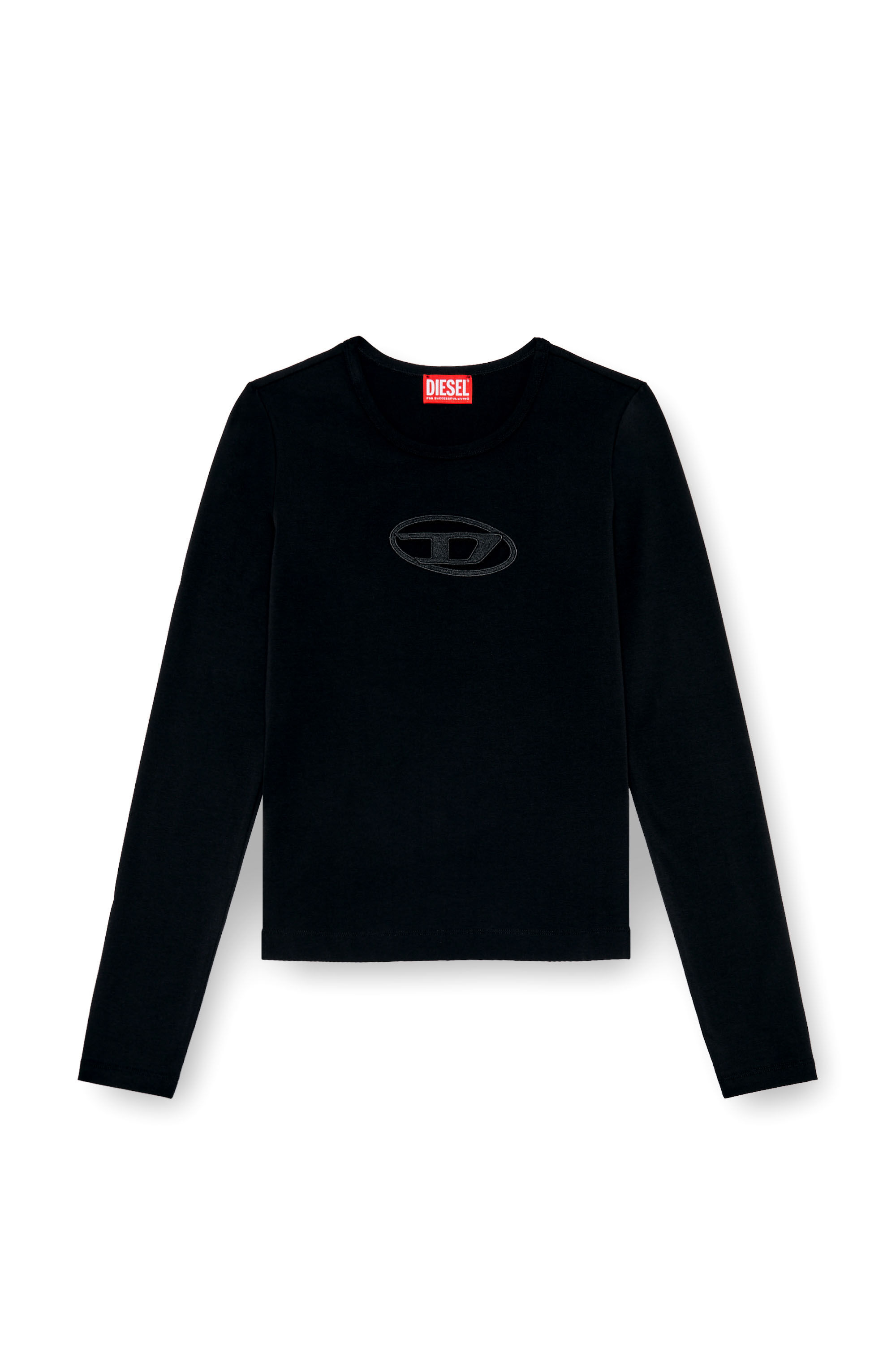 Diesel - T-ANGIE-LS, Female's Long-sleeve T-shirt with cut-out logo in Black - 2