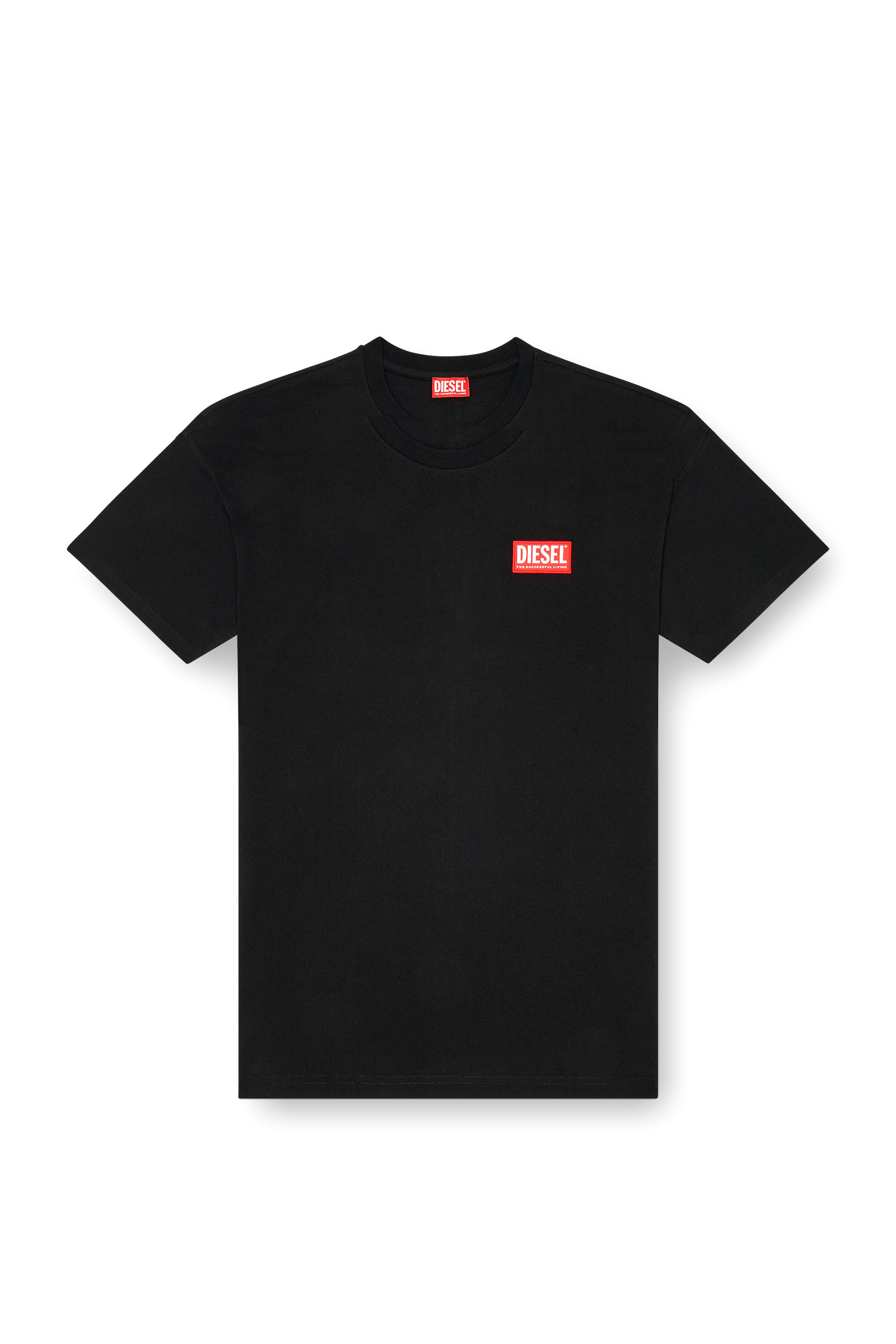 Men's T-shirt with jacquard logo patch | Black | Diesel