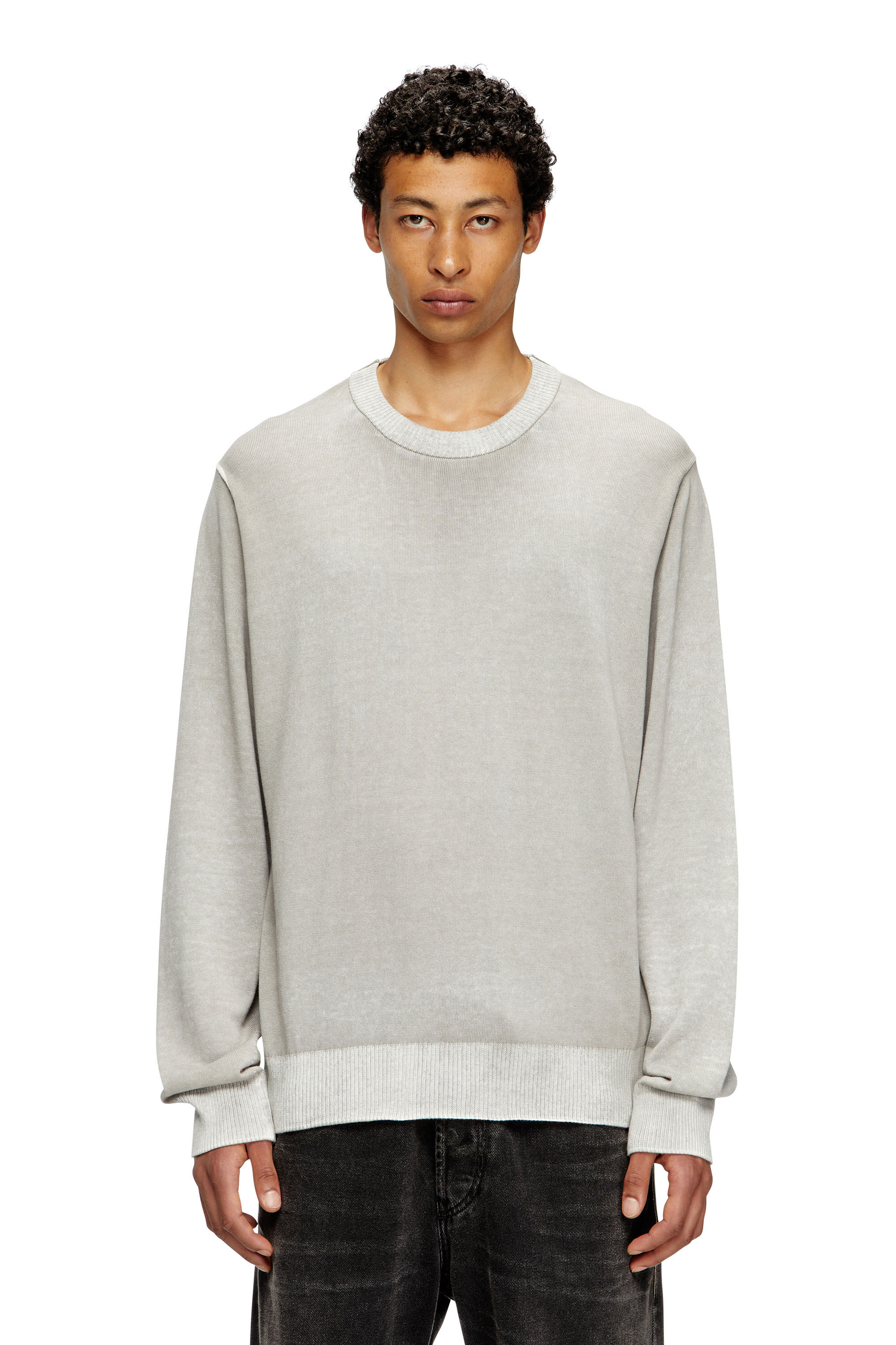 Diesel - K-LARENCE-B, Pull en coton avec imprimé inversé Homme in Gris - 3