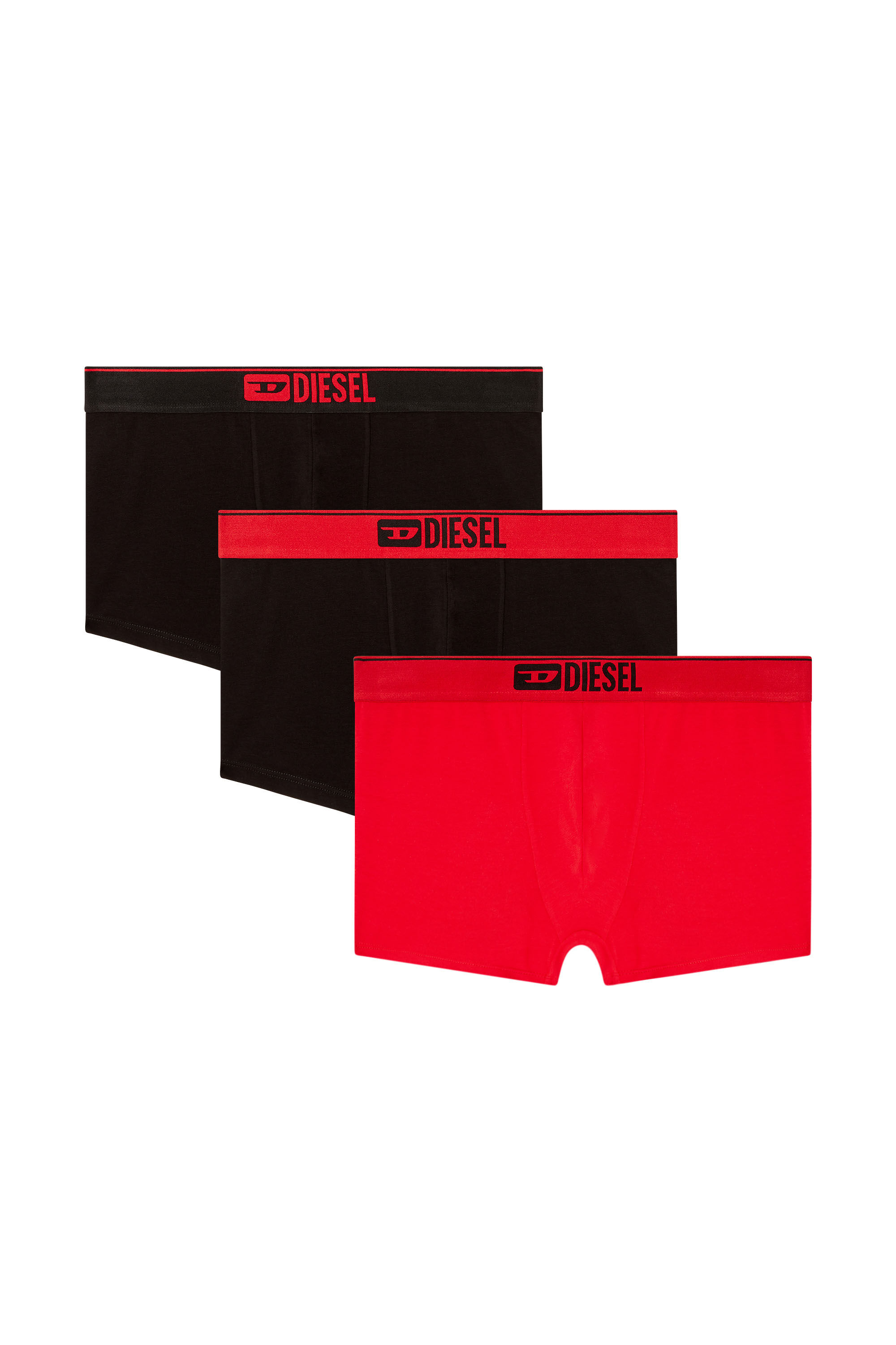 Diesel - UMBX-DAMIENTHREEPACK, Male's Three-pack of plain boxer in Red/Black - 4
