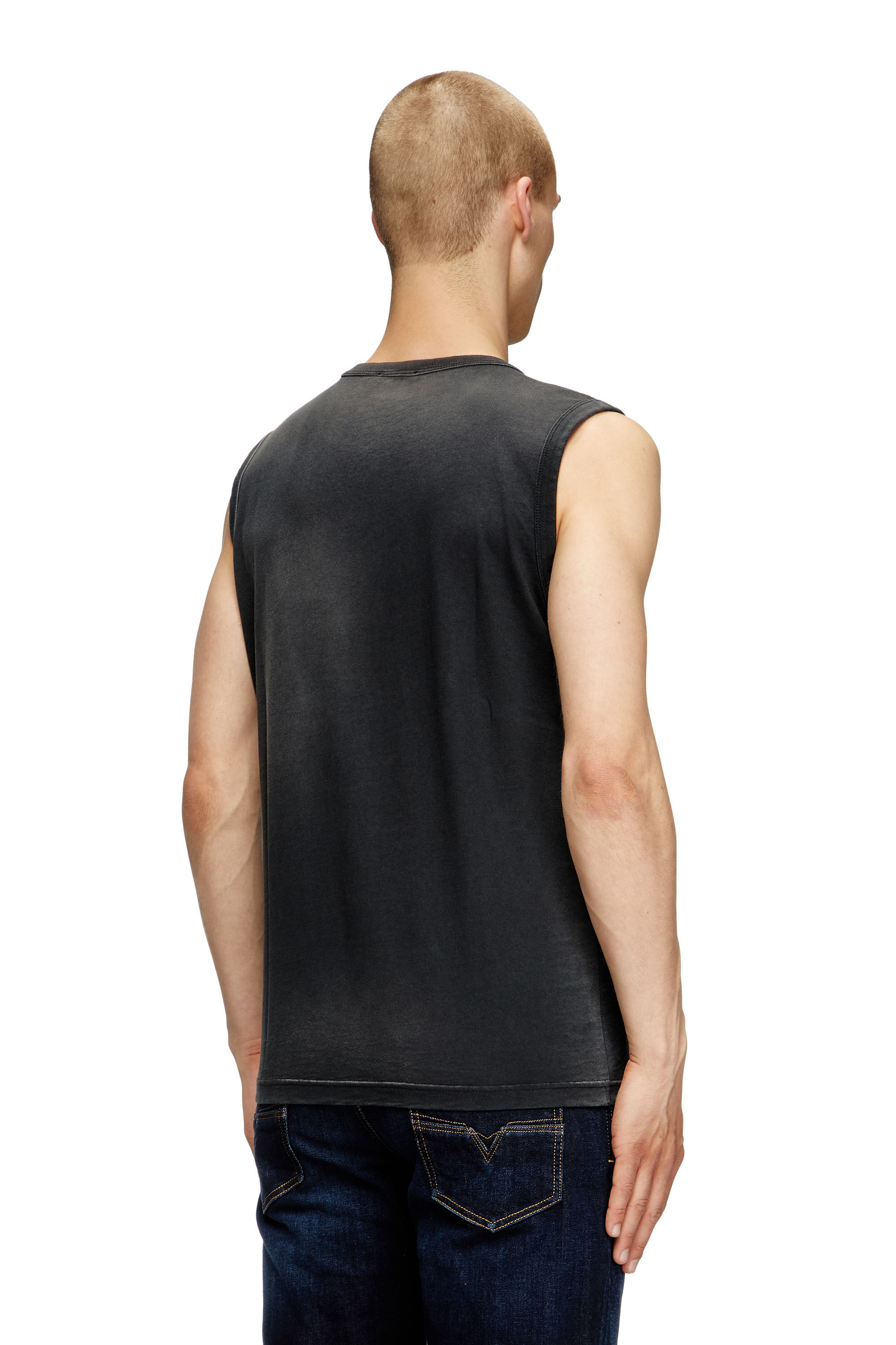 Diesel - T-BRICO, Male's Faded tank top with puffy Oval D in Black - 4