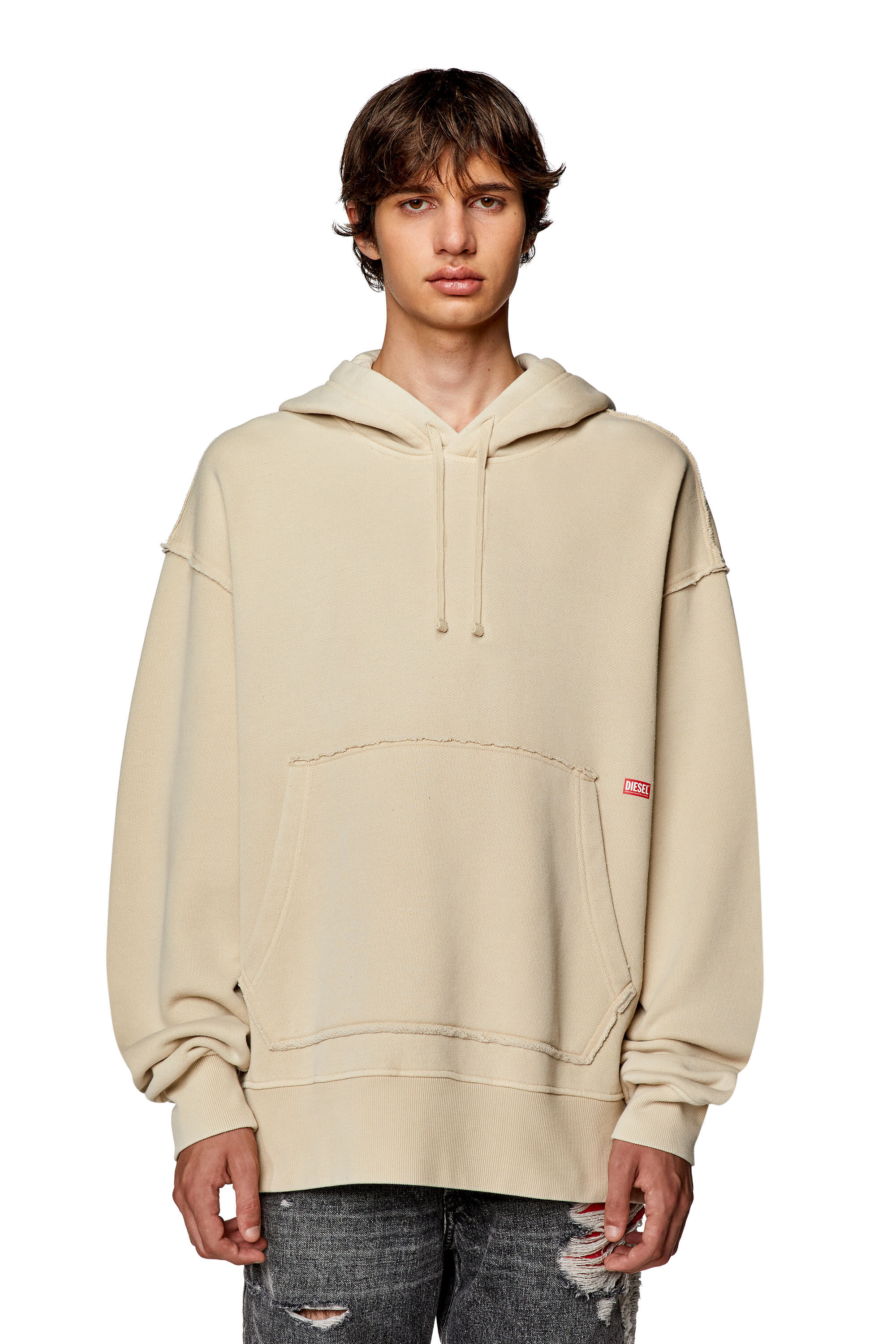Diesel - S-MACS-HOOD-RW, Male's Hoodie with Diesel Panther logo in Beige - 6