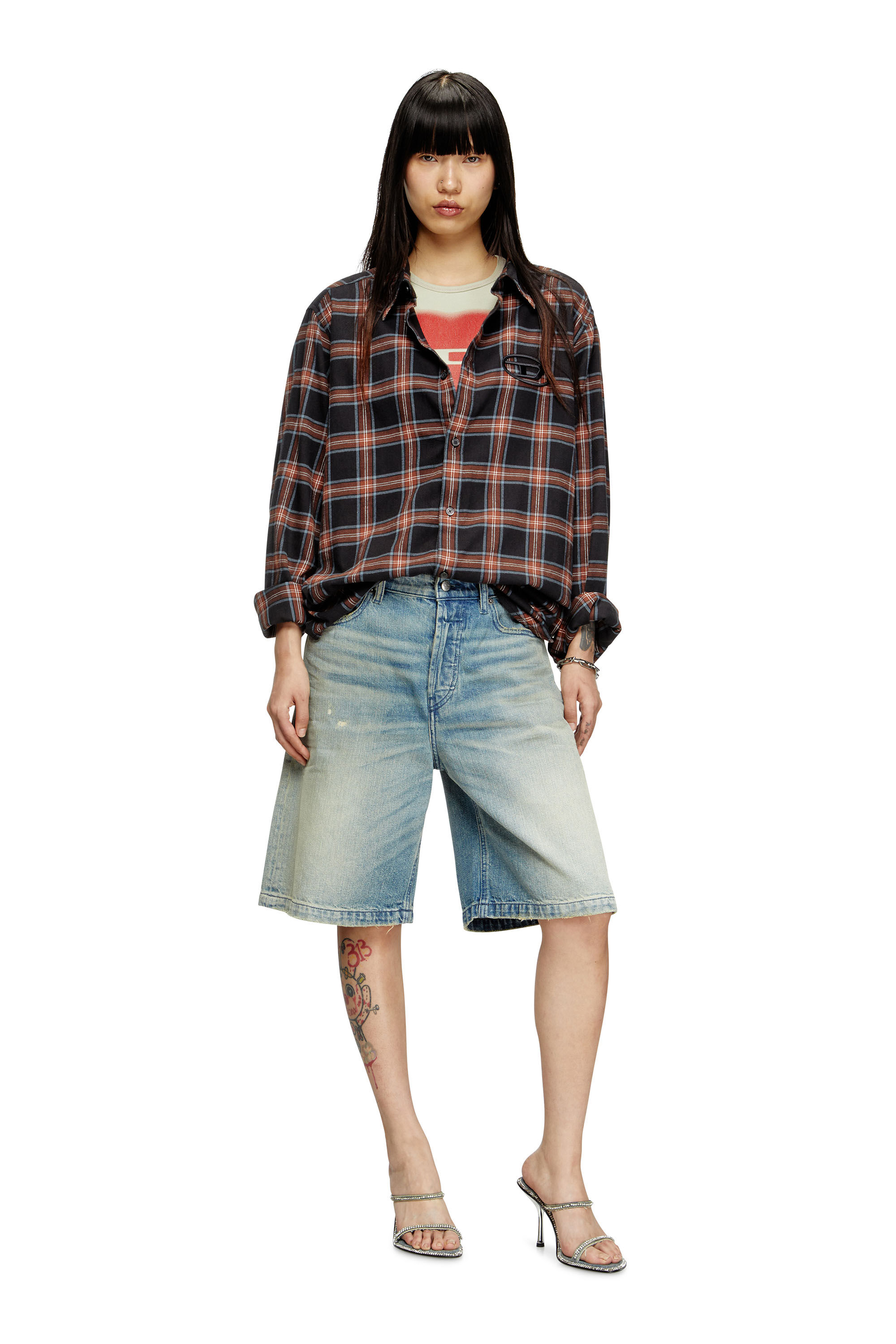 Diesel - DE-SIRE-SHORT, Female's Shorts in worn-effect denim in Light Blue - 1