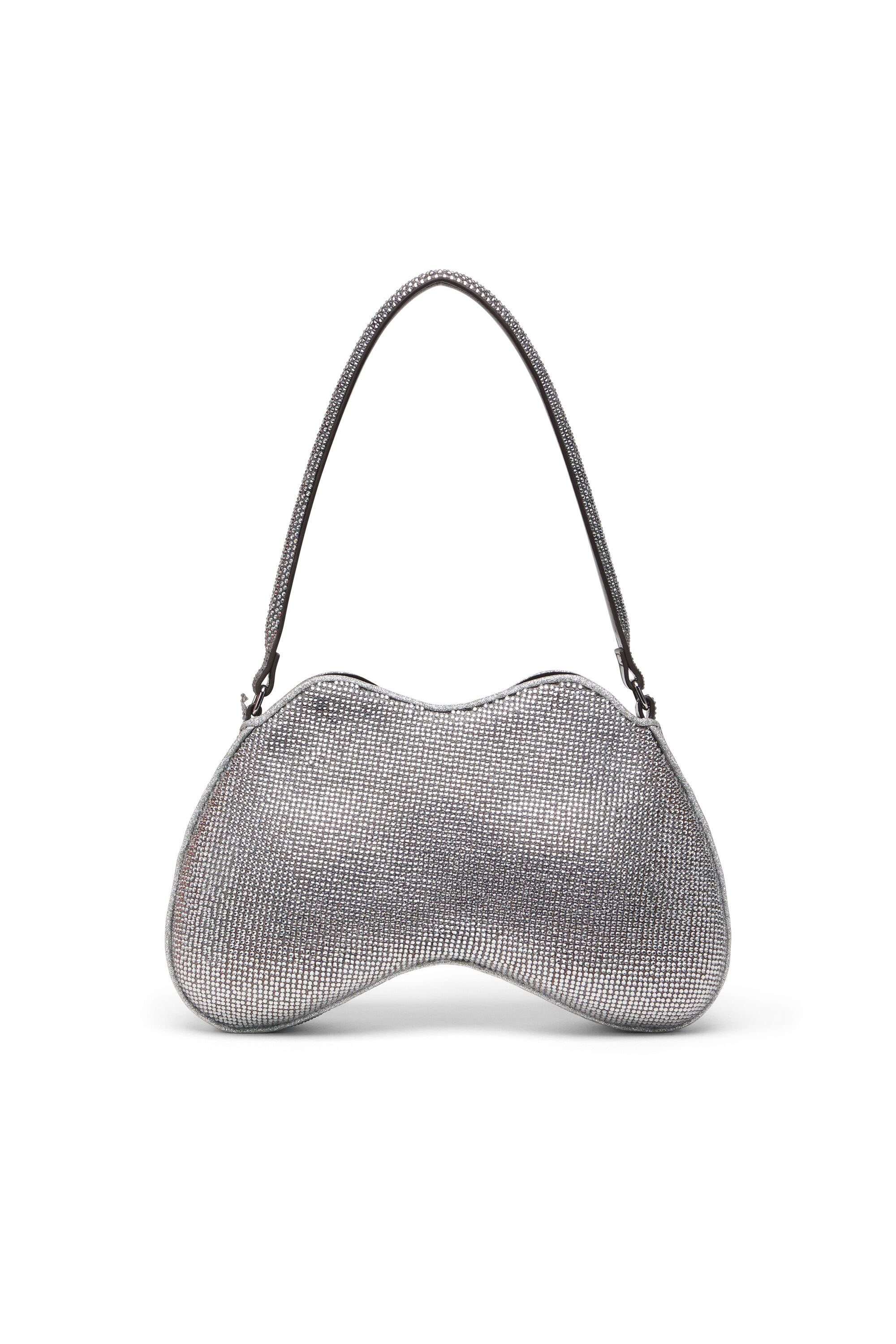 Diesel - DOUBLE-D SHOULDER, Female's Double-D-Shoulder bag with all-over crystals in Silver - 3