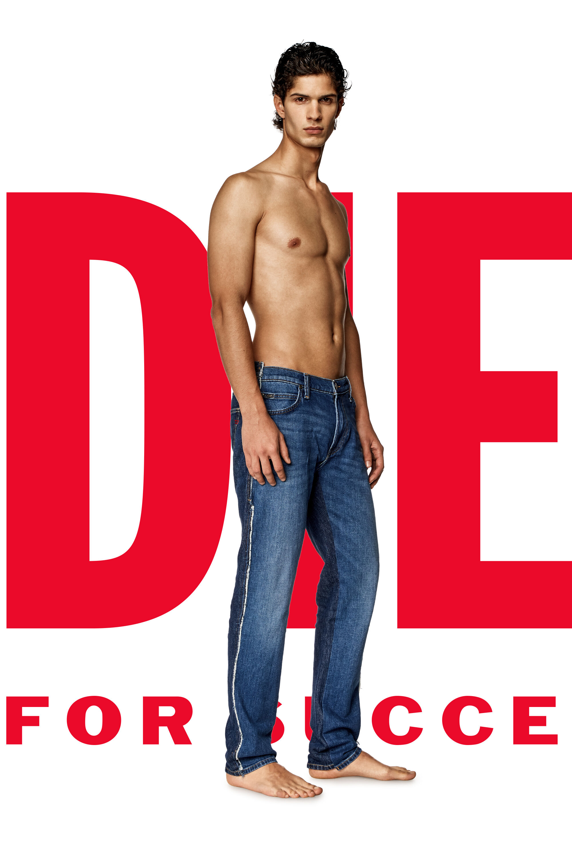 Diesel - Straight Jeans Dieseloves 04 09K47, Medium Blue - Image 1