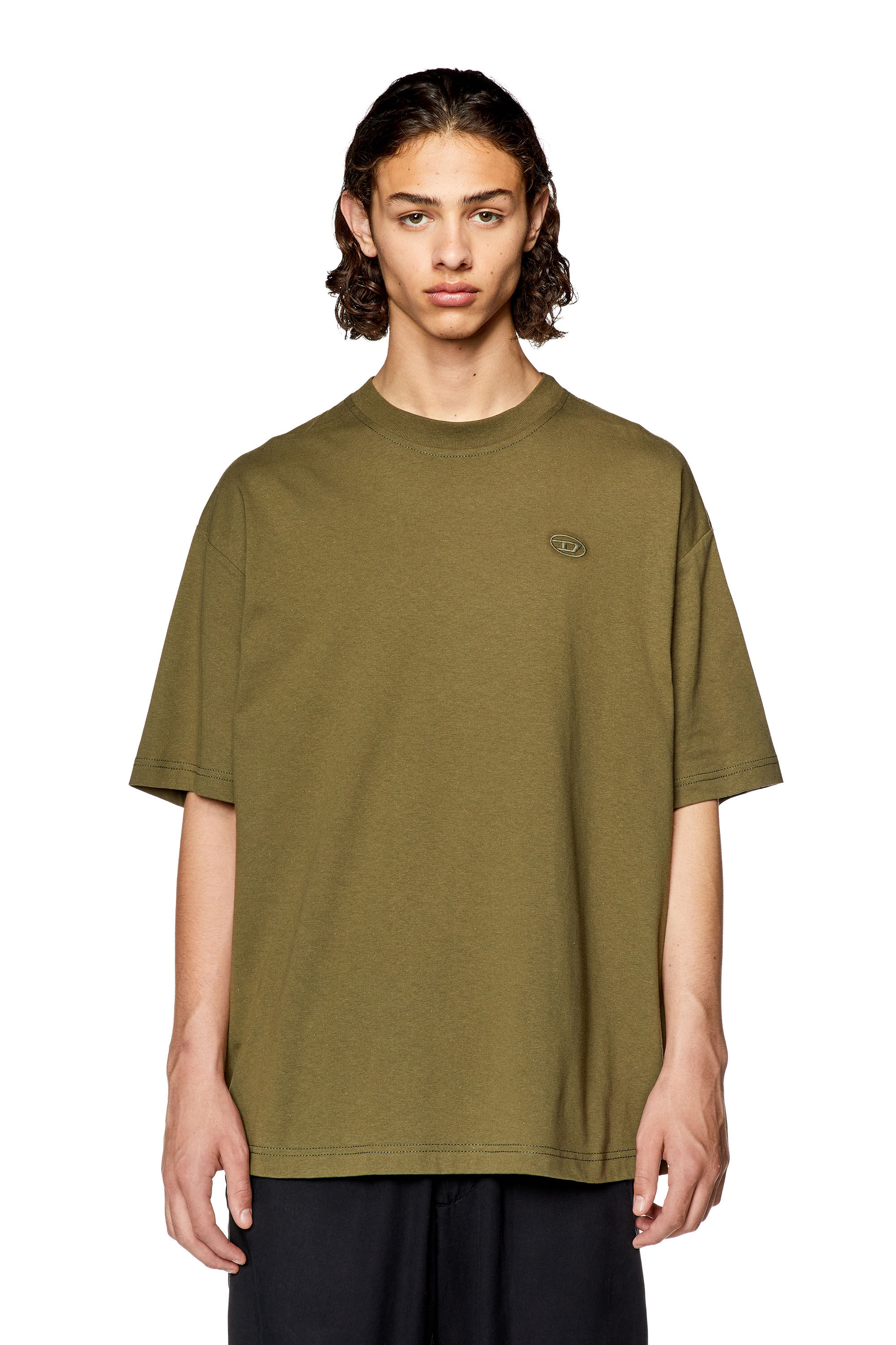Diesel - T-BOGGY-MEGOVAL-D, Male T-shirt with maxi oval D embroidery in Green - Image 4