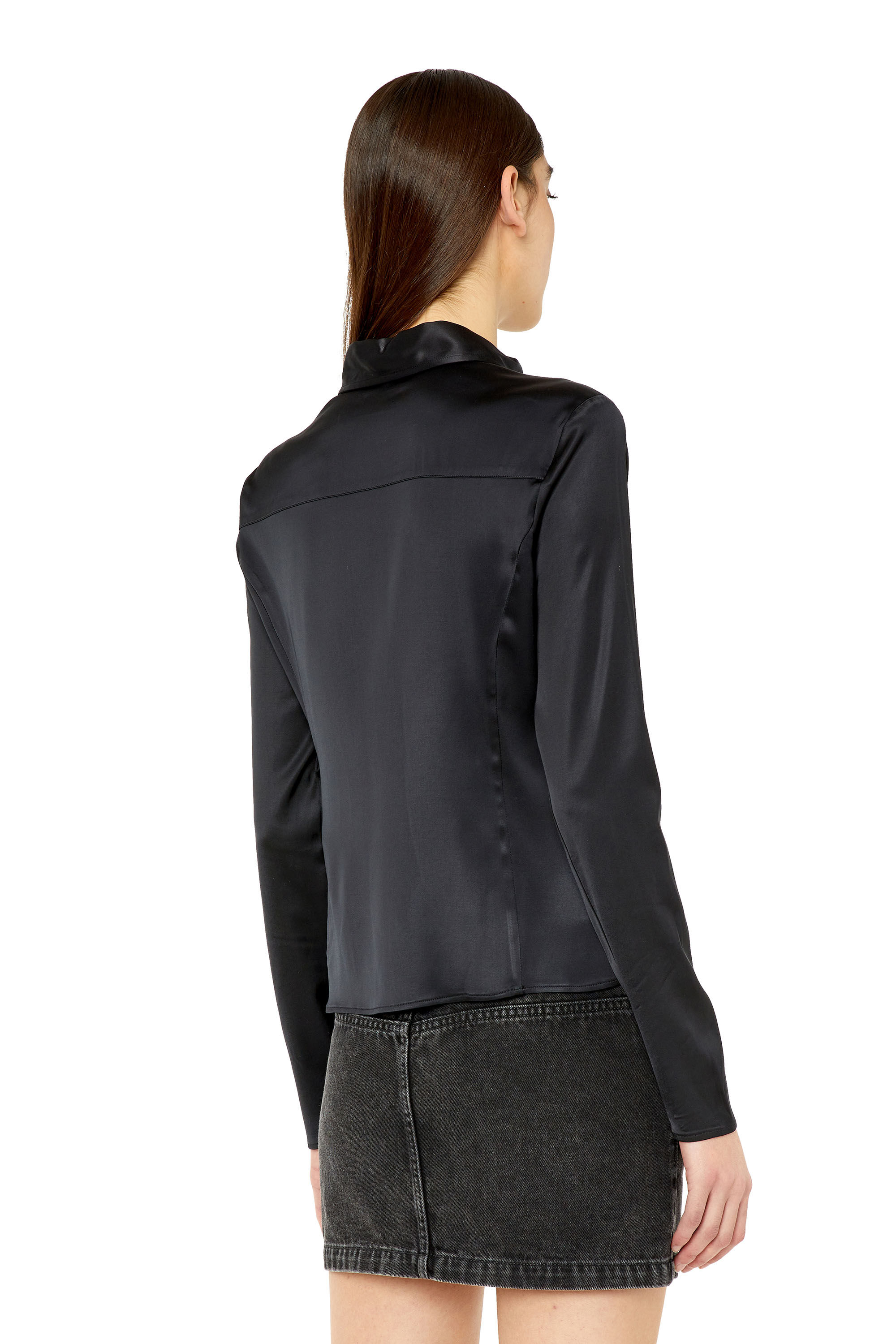 Diesel - C-BREA, Chemise en satin fluide avec broderie D Femme in Noir - 5