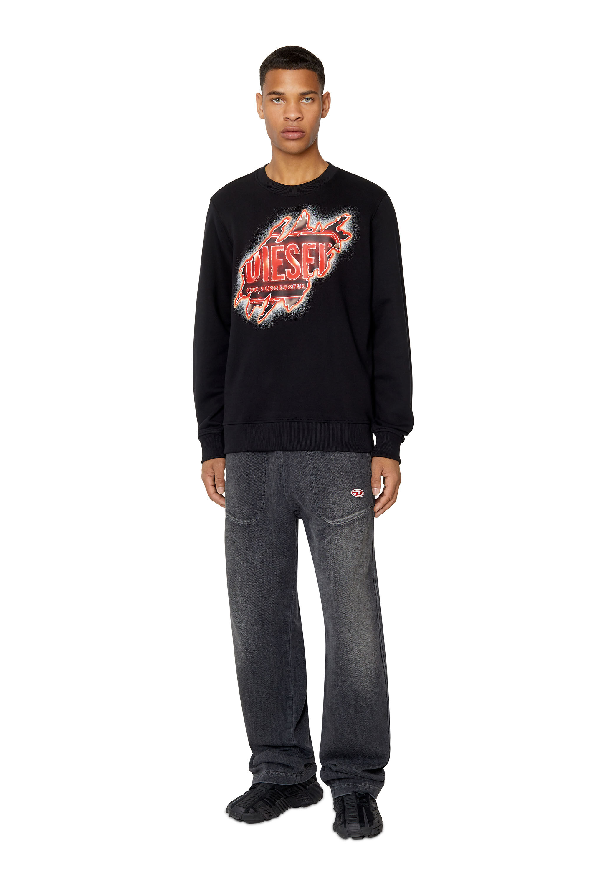 【特別送料無料！】 S-GINN-E9 Man: Diesel | print logo peel-effect with Sweatshirt トップス