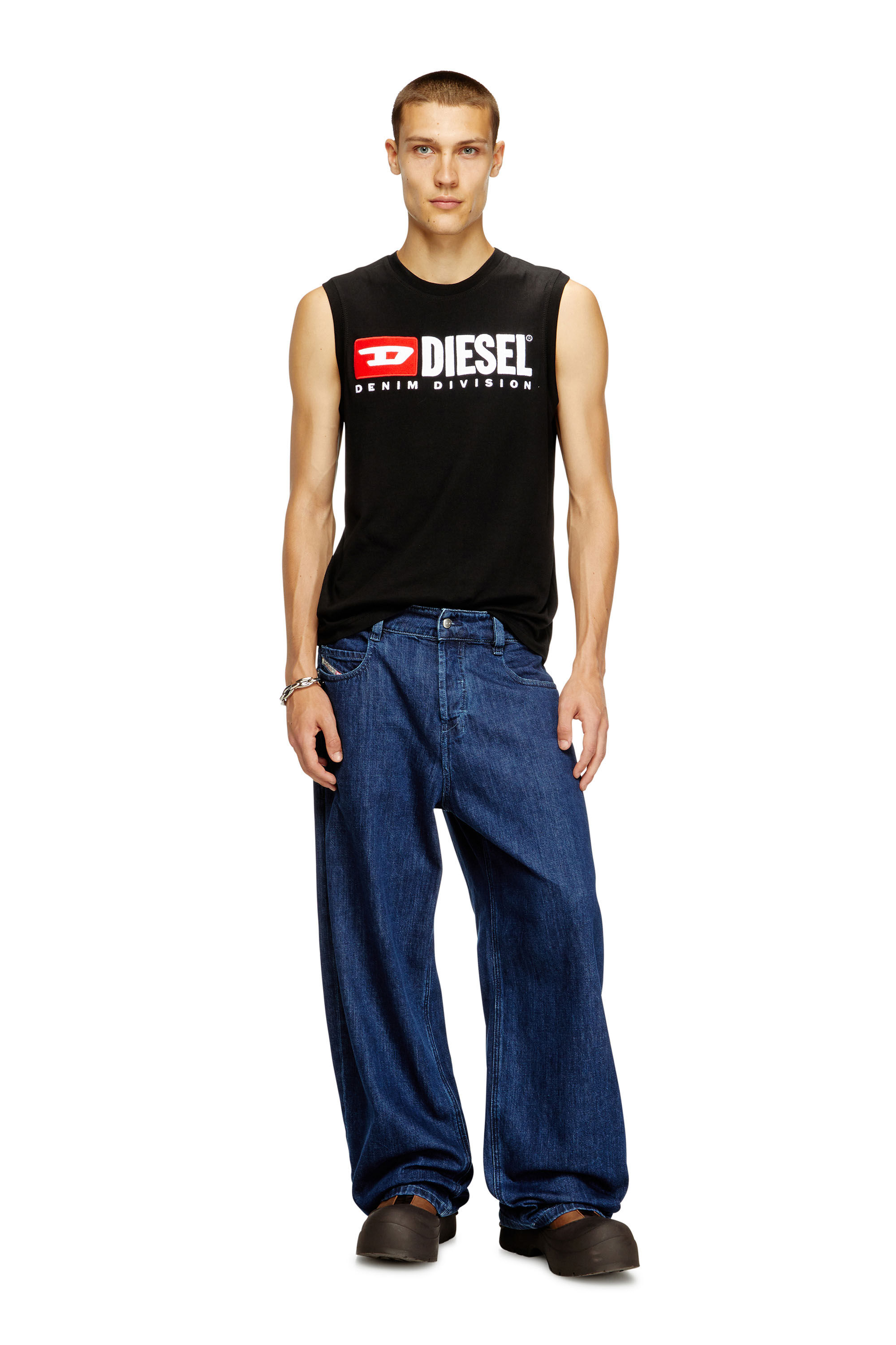 Diesel - T-ISCO-DIV, Male's Tank top with chest logo print in Black - 1