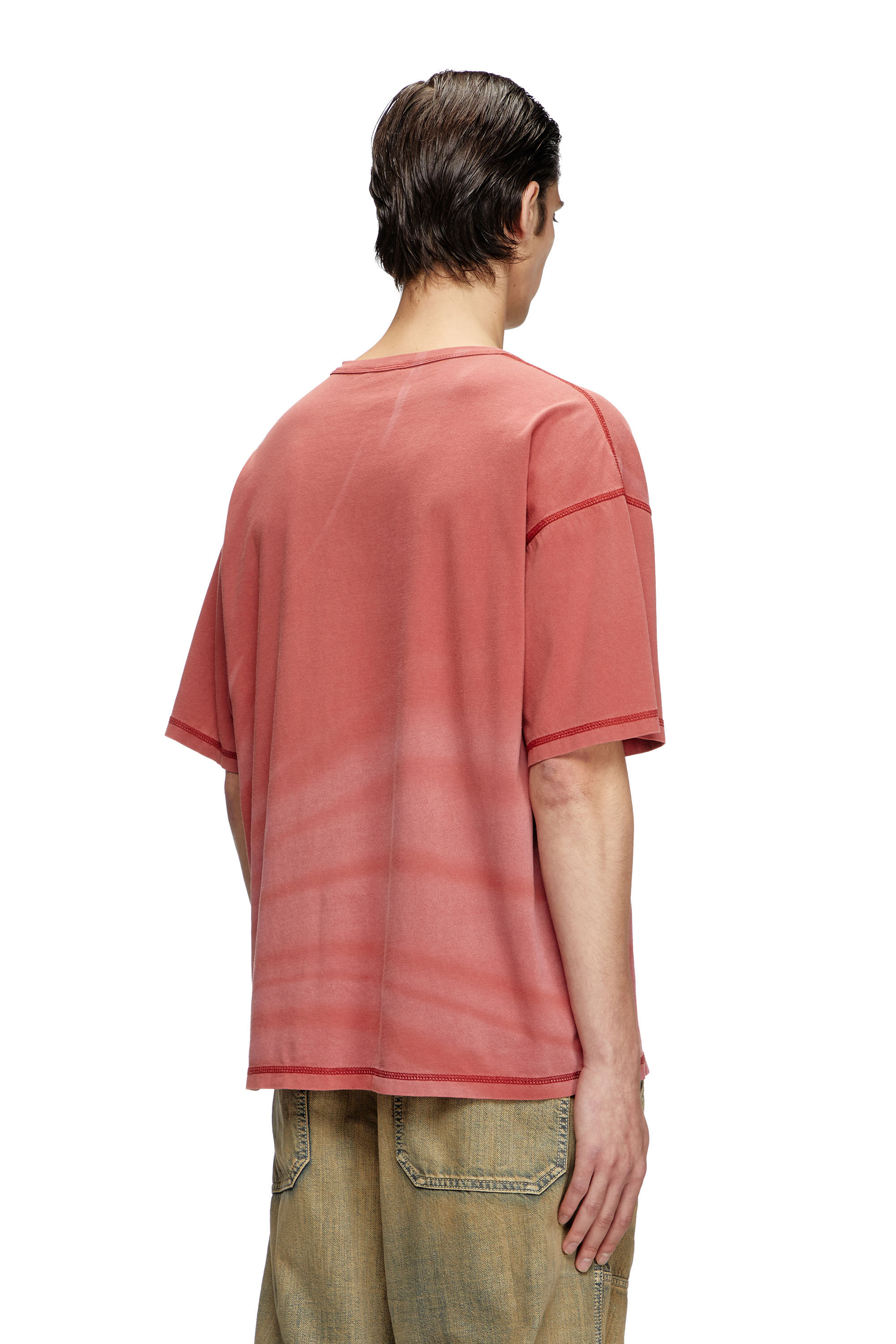 Diesel - T-ADJUST-R13, T-shirt à logo délavé au laser Homme in Rouge - 4