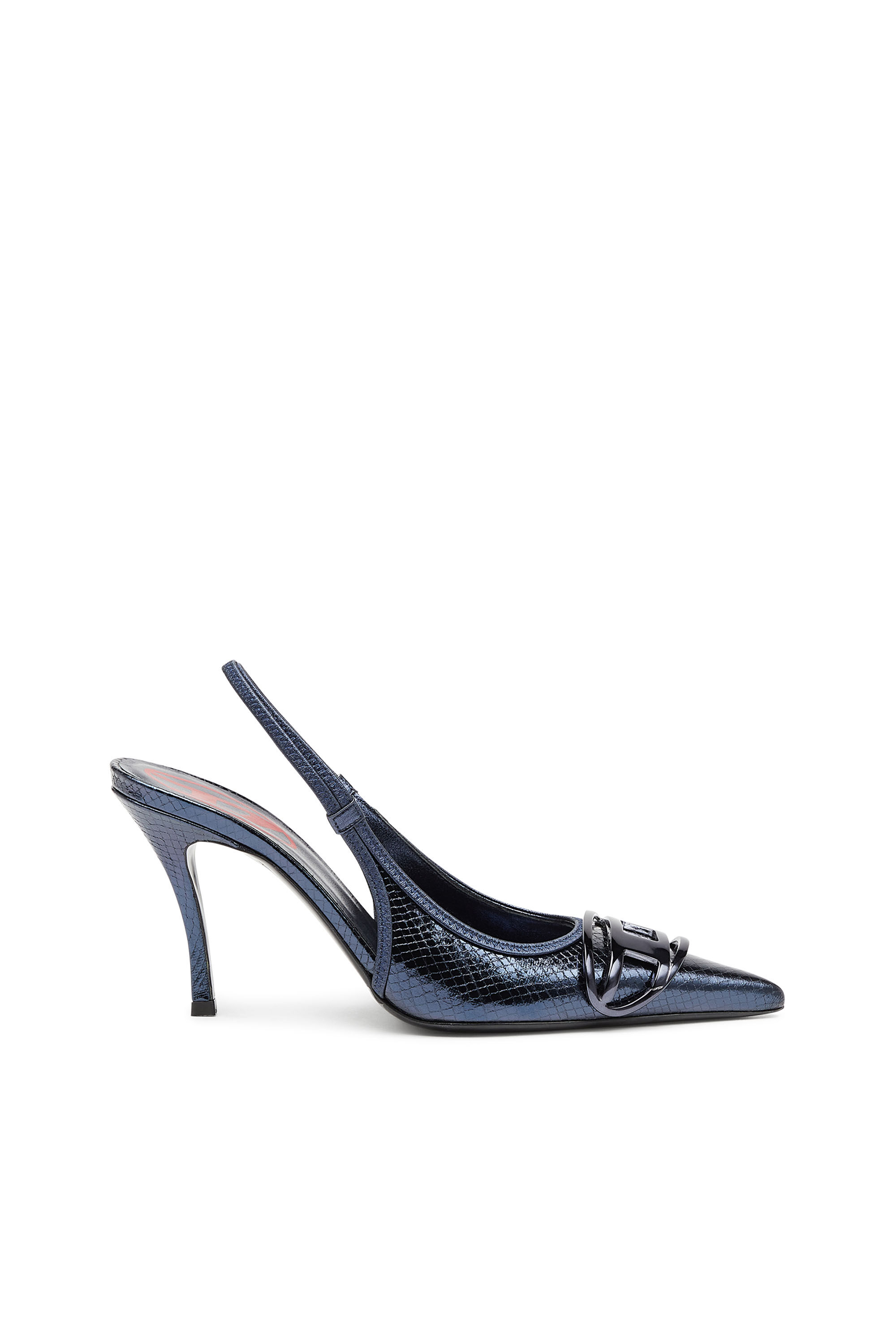 Blue snakeskin heels top