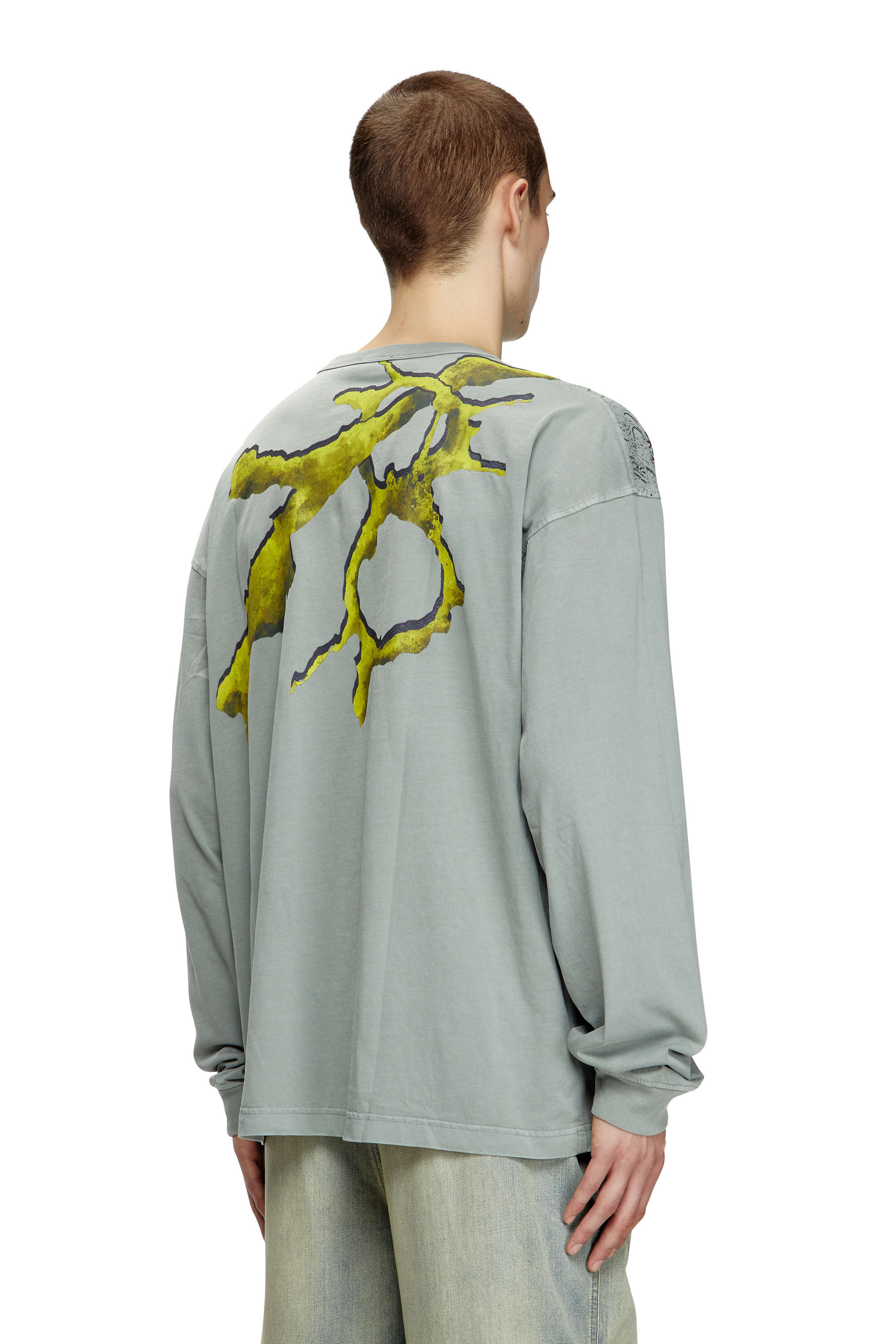 Diesel - T-BOXT-LS-R12, Male's Long-sleeve T-shirt with tattoo graphics in Grey - 4