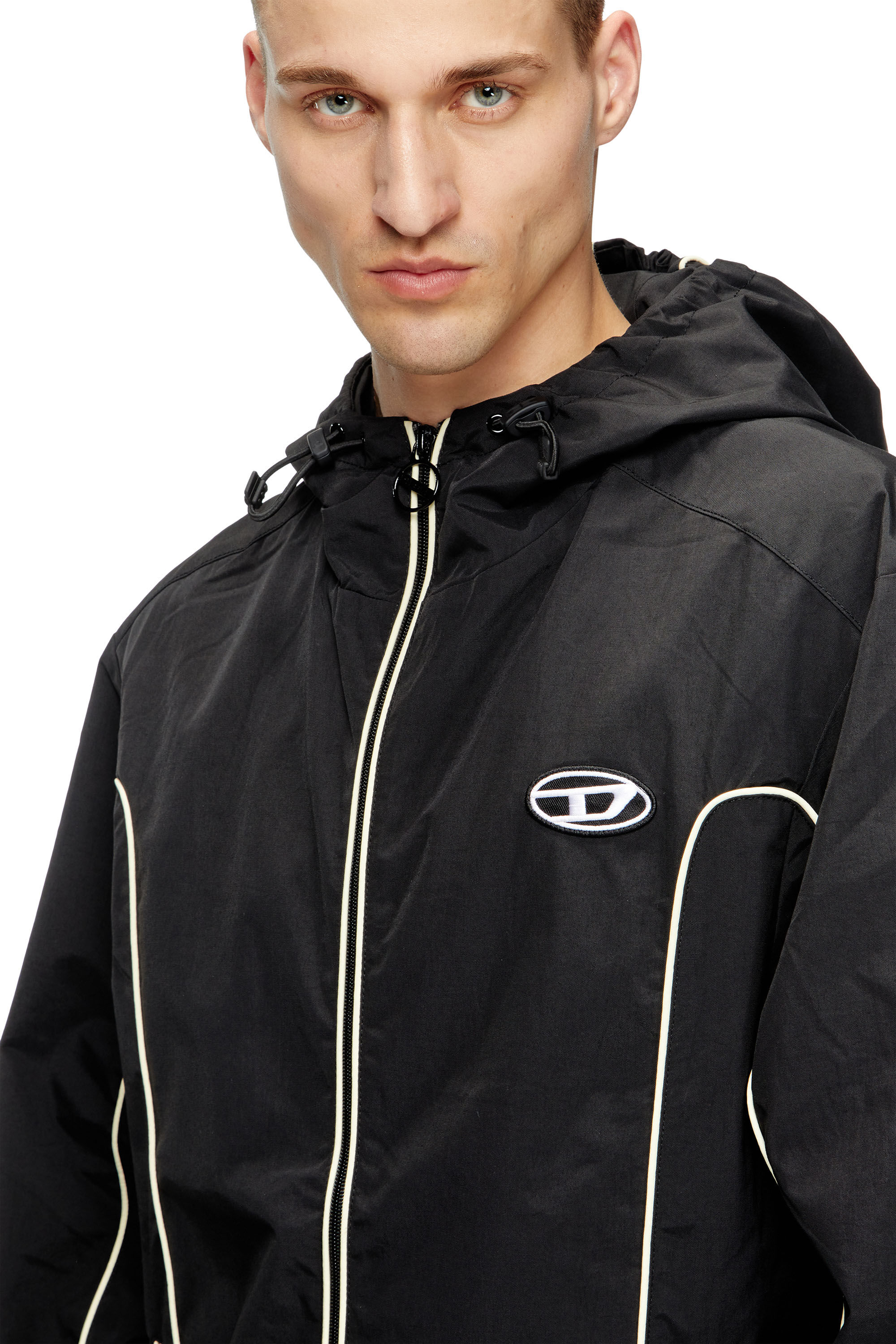 Diesel - J-HIVES, Male's Windbreaker with contrast piping in Black - 4