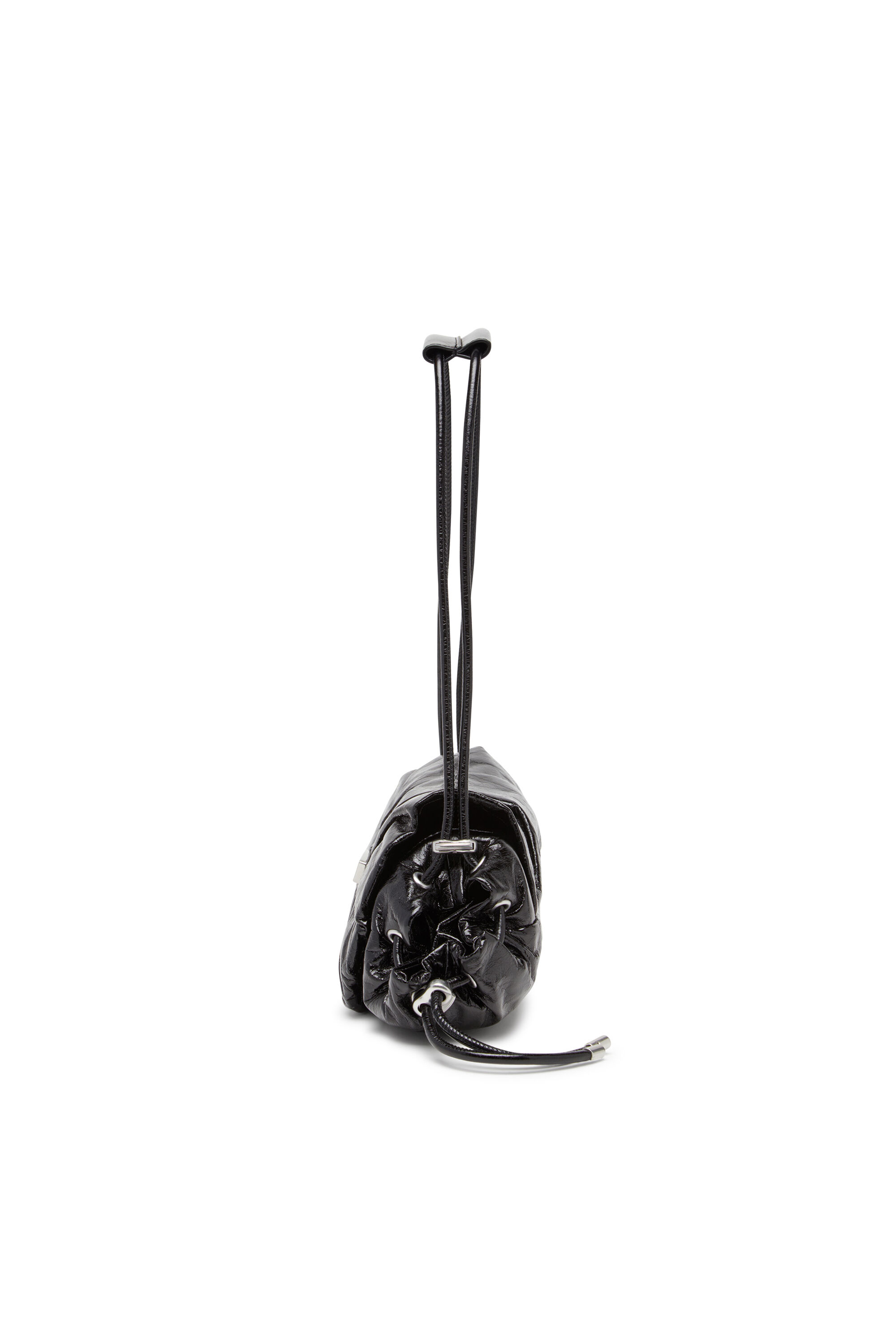 Diesel - SCRUNCH-D SHOULDER S, Female's Scrunch-D S-Shoulder bag in scrunched leather in Black - 4