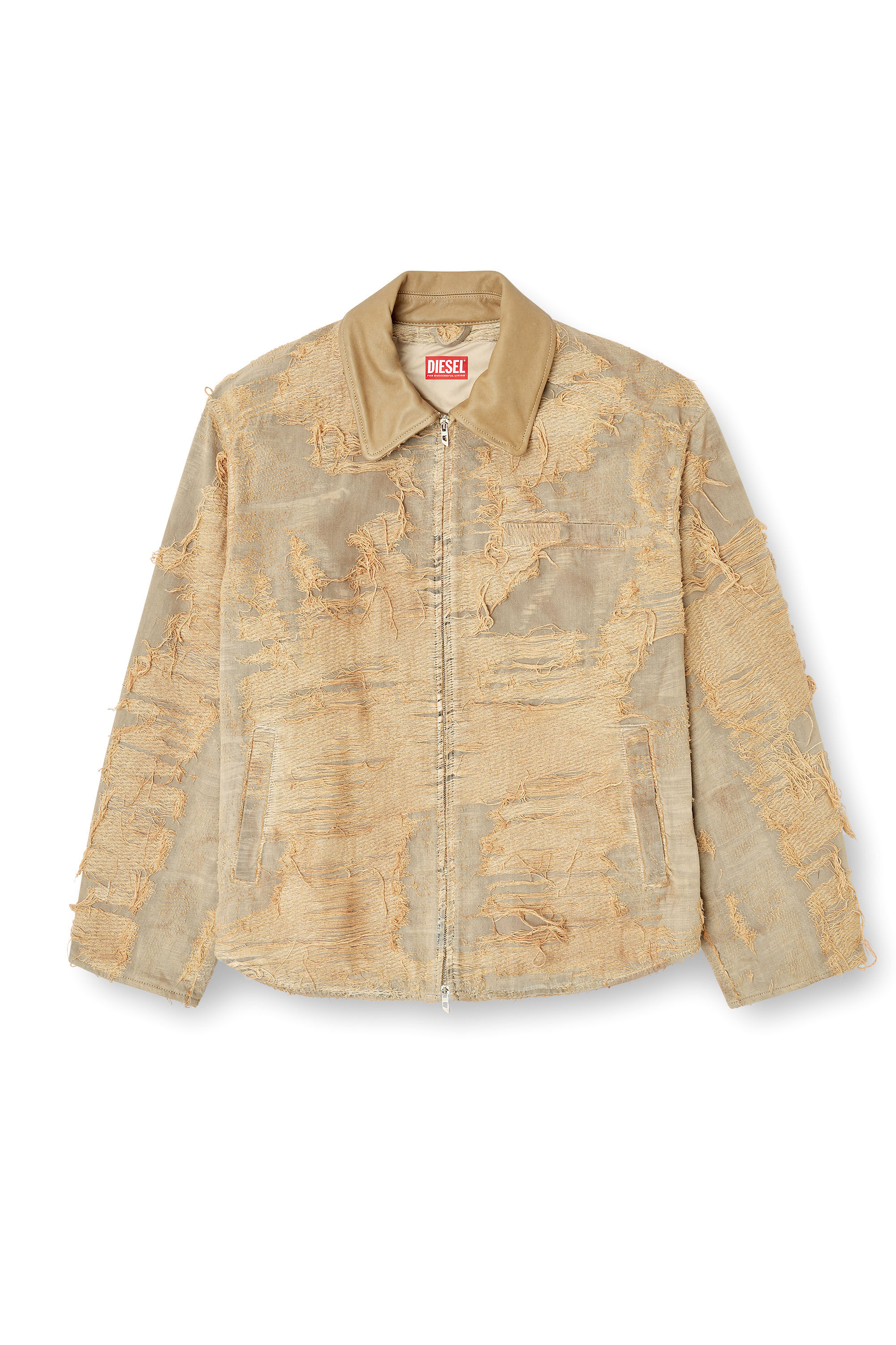 Diesel - D-IVAR-FSG, Male's Jacket in overdyed floating-thread denim in Light Brown - 2