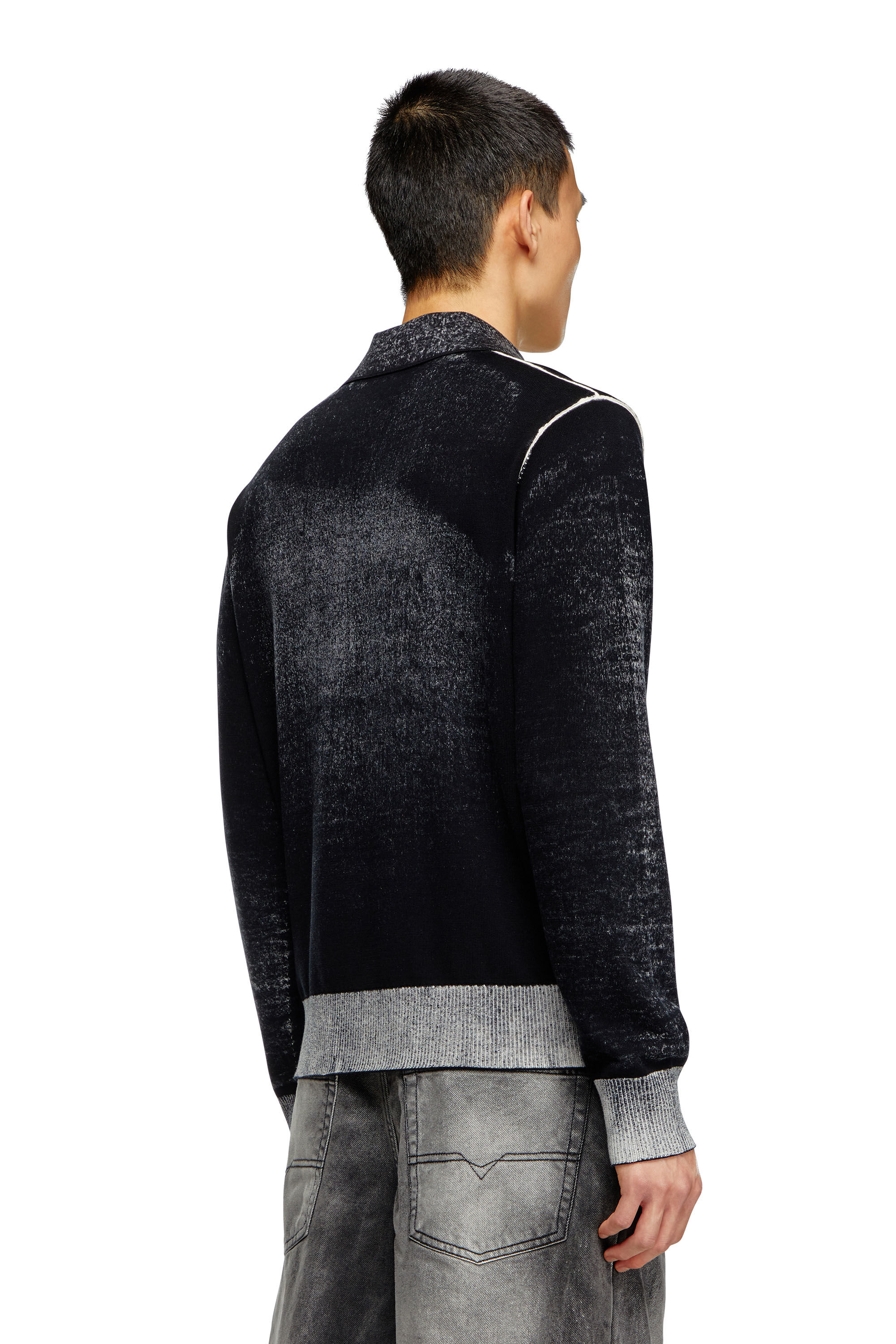 Diesel - K-LORENZO, Male's Reverse-print polo jumper in Black - 4