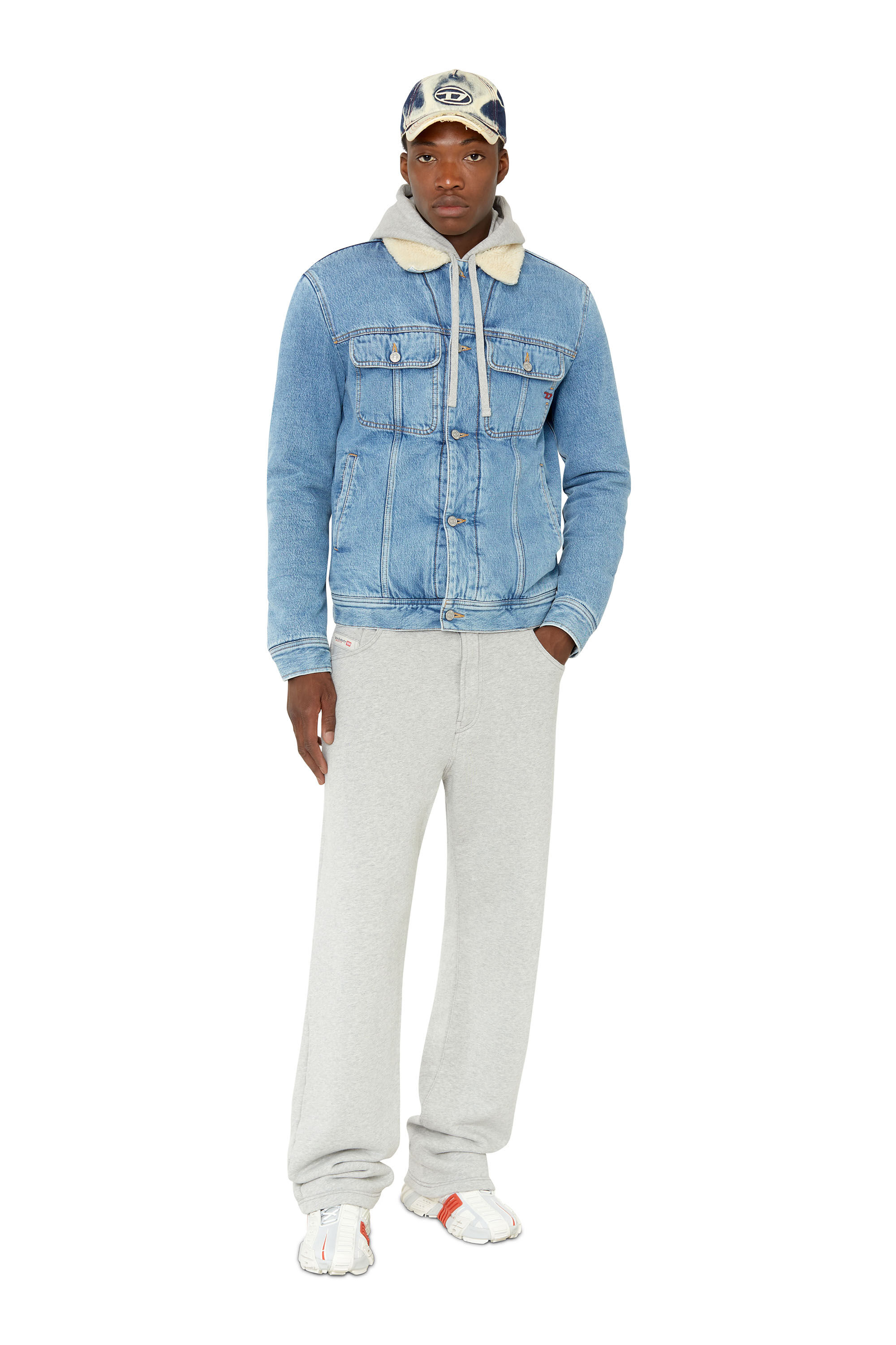 D BARCY T Man Regular fit teddy lined trucker denim jacket Diesel