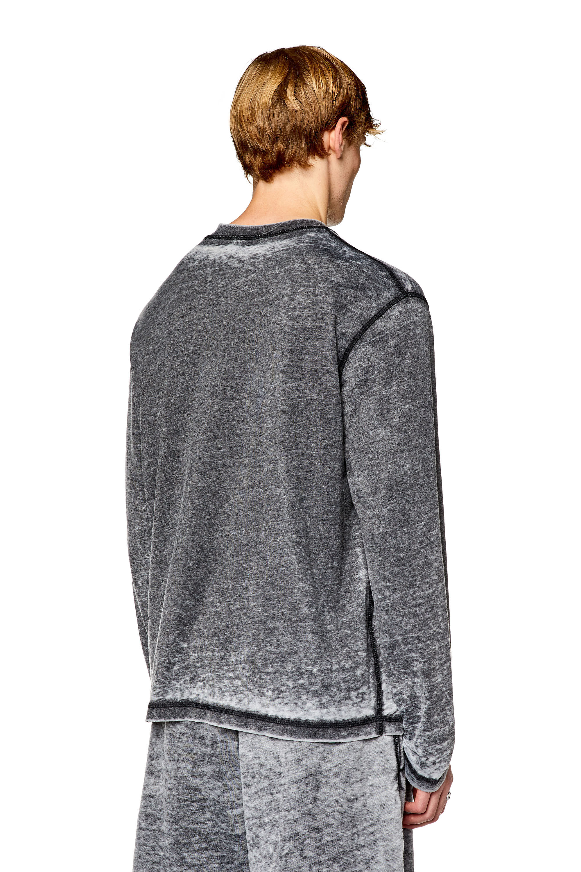 Men's Long-sleeve T-shirt with burn-out logo | Black | Diesel