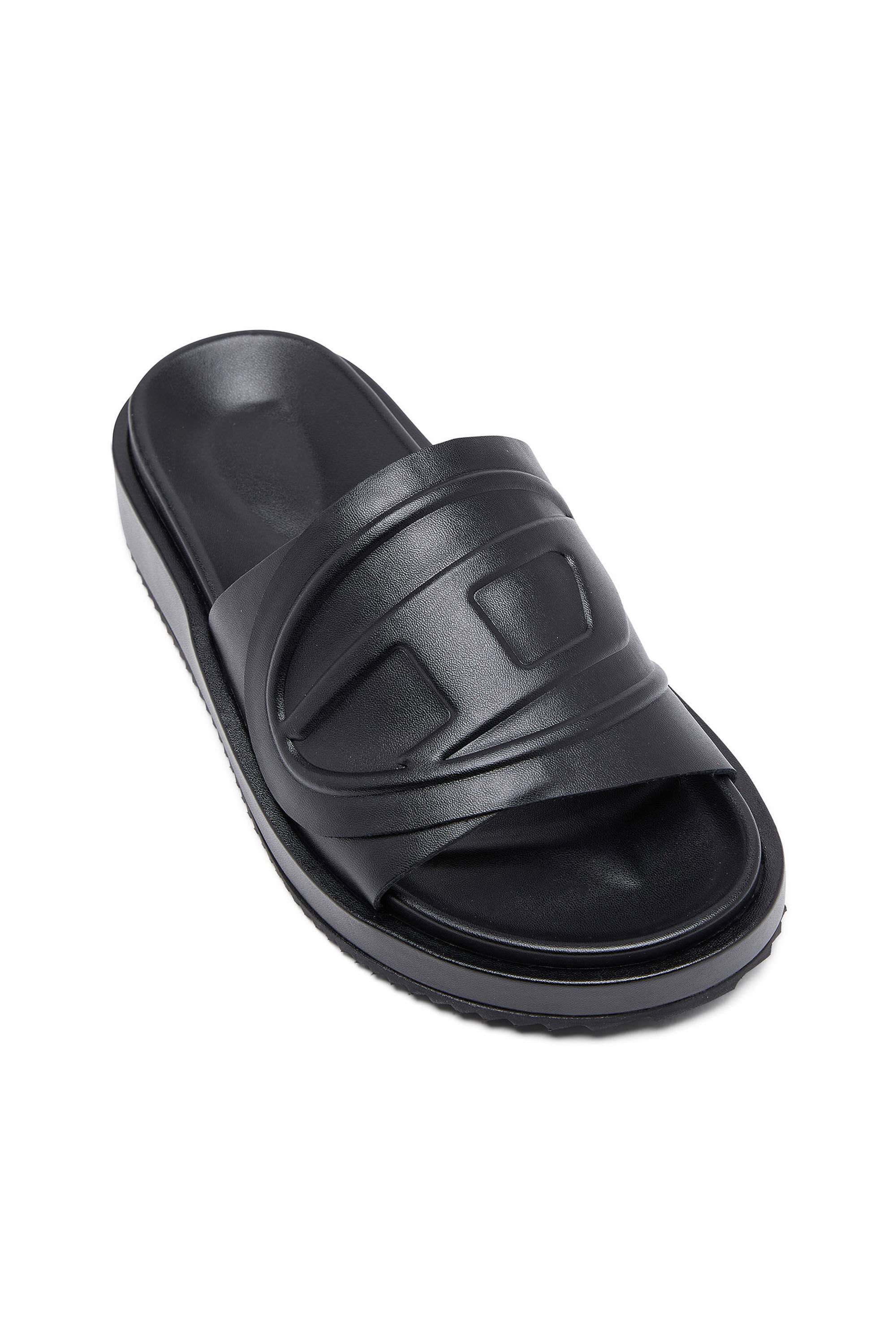 Women s Sa Slide D PU slides with embossed Oval D Black Diesel