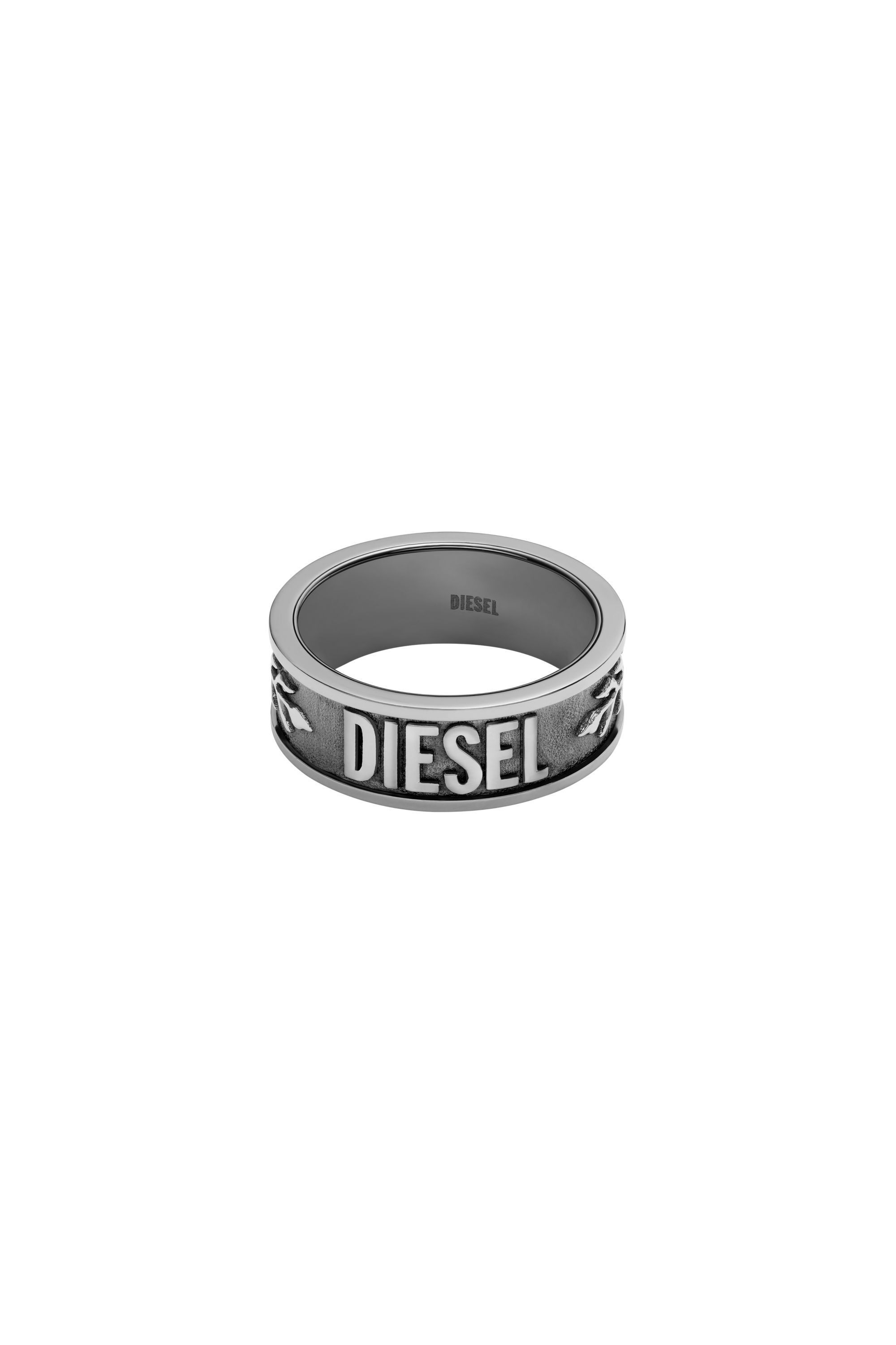 Diesel - DX1108, Male's Anello con logo in rilievo in Silver - 2