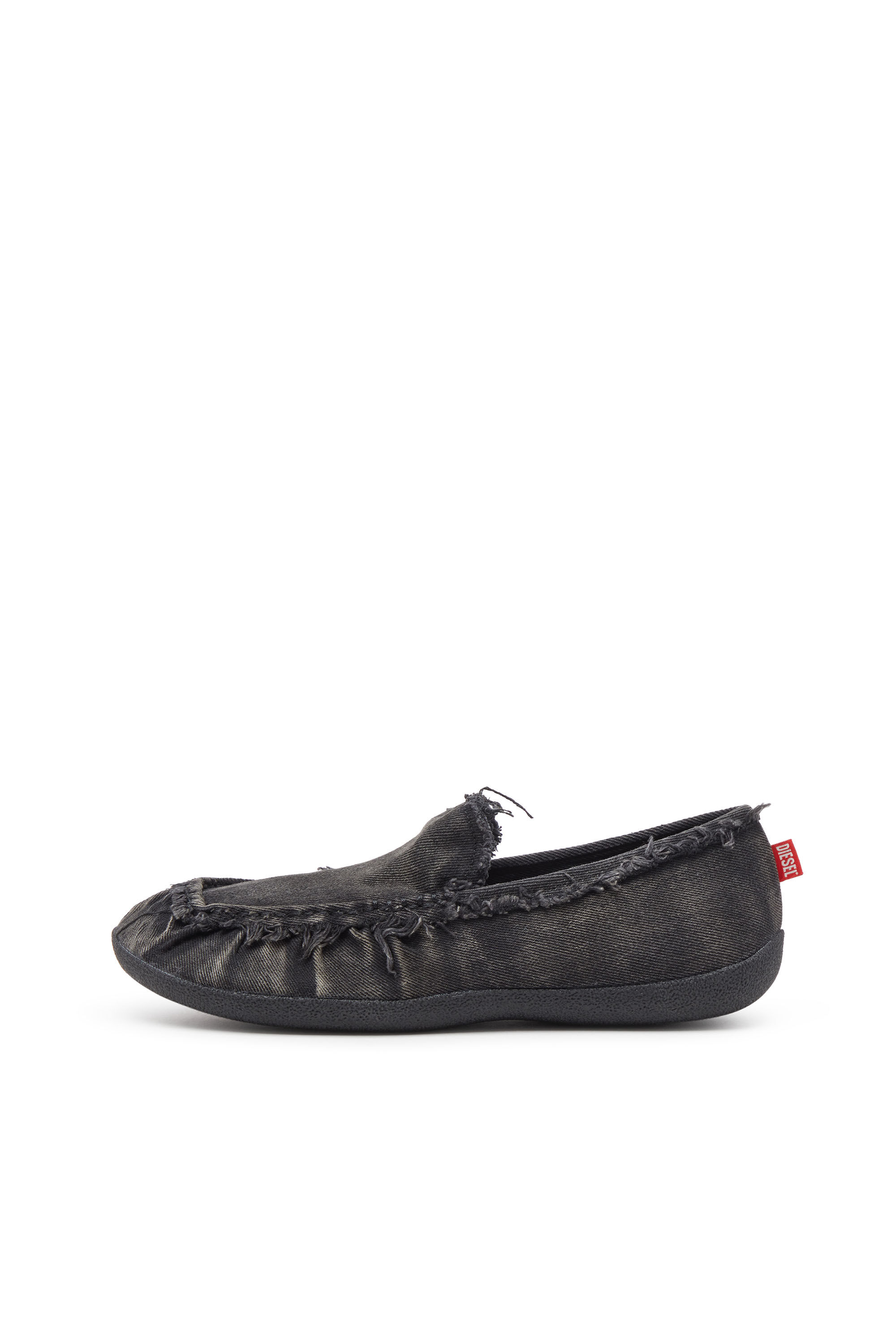 Diesel - D-SHOCK MOC, Male's D-Shock-Distressed denim loafers in Black - 7
