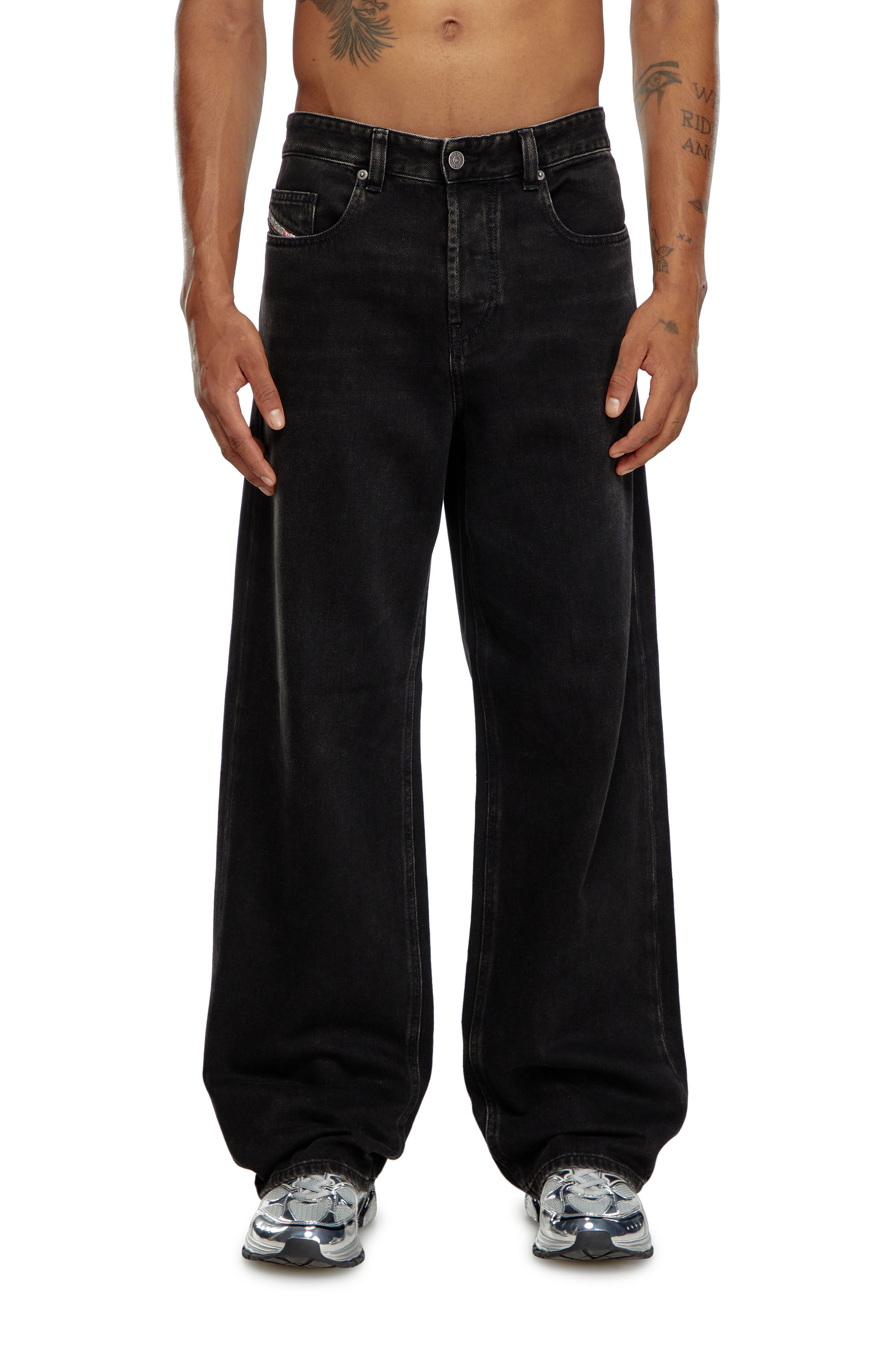 Diesel - Relaxed Jeans 2001 D-Macro 09I35 Homme, Noir/Gris foncé - Image 3