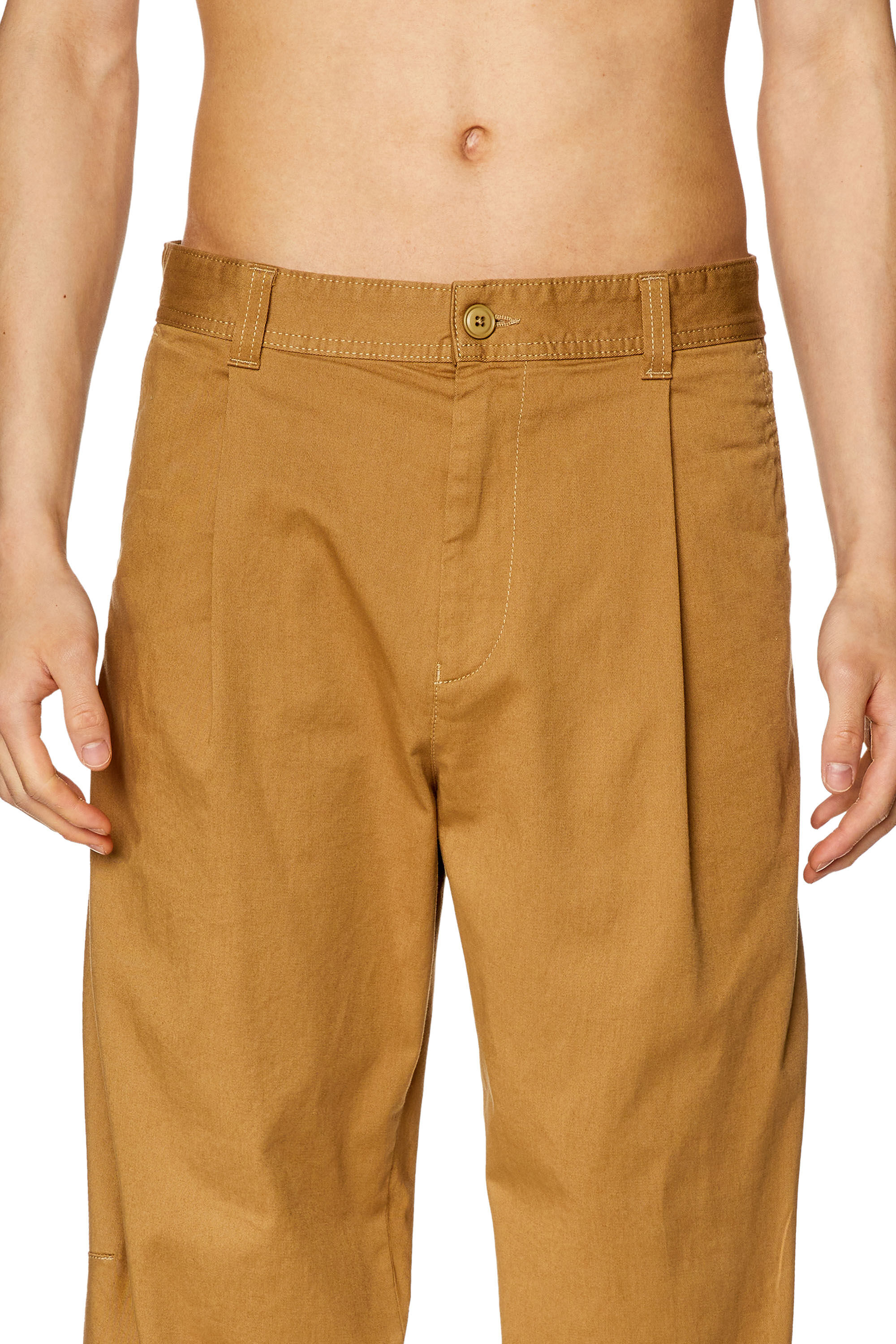 Diesel - P-ARTHUR, Male's Carrot pants in cotton gabardine in Light Brown - 4