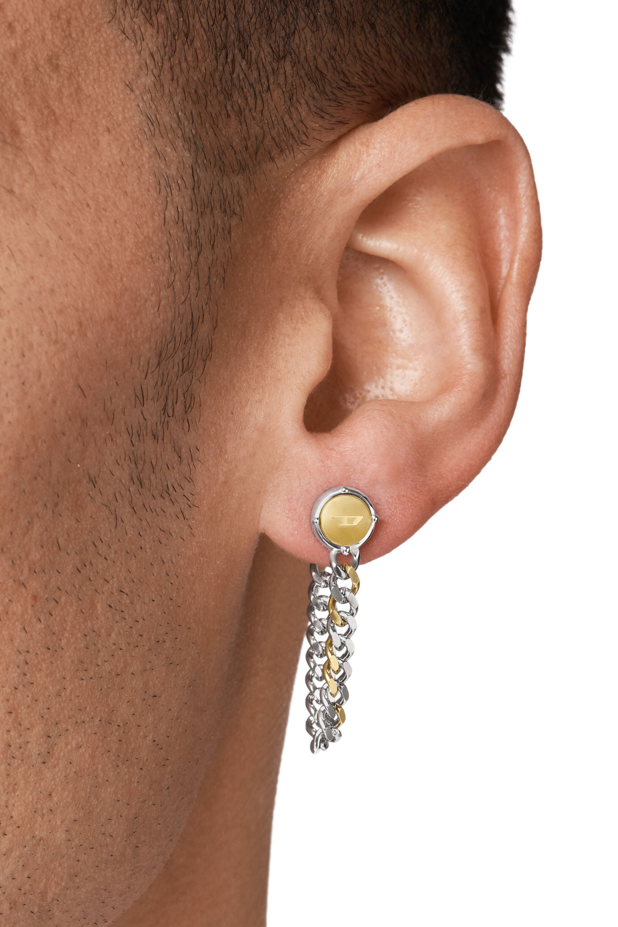 Diesel - DX1353, Boucle d'oreille pendante en acier inoxydable avec chaîne de Diesel Mixte in Gris argenté - 3