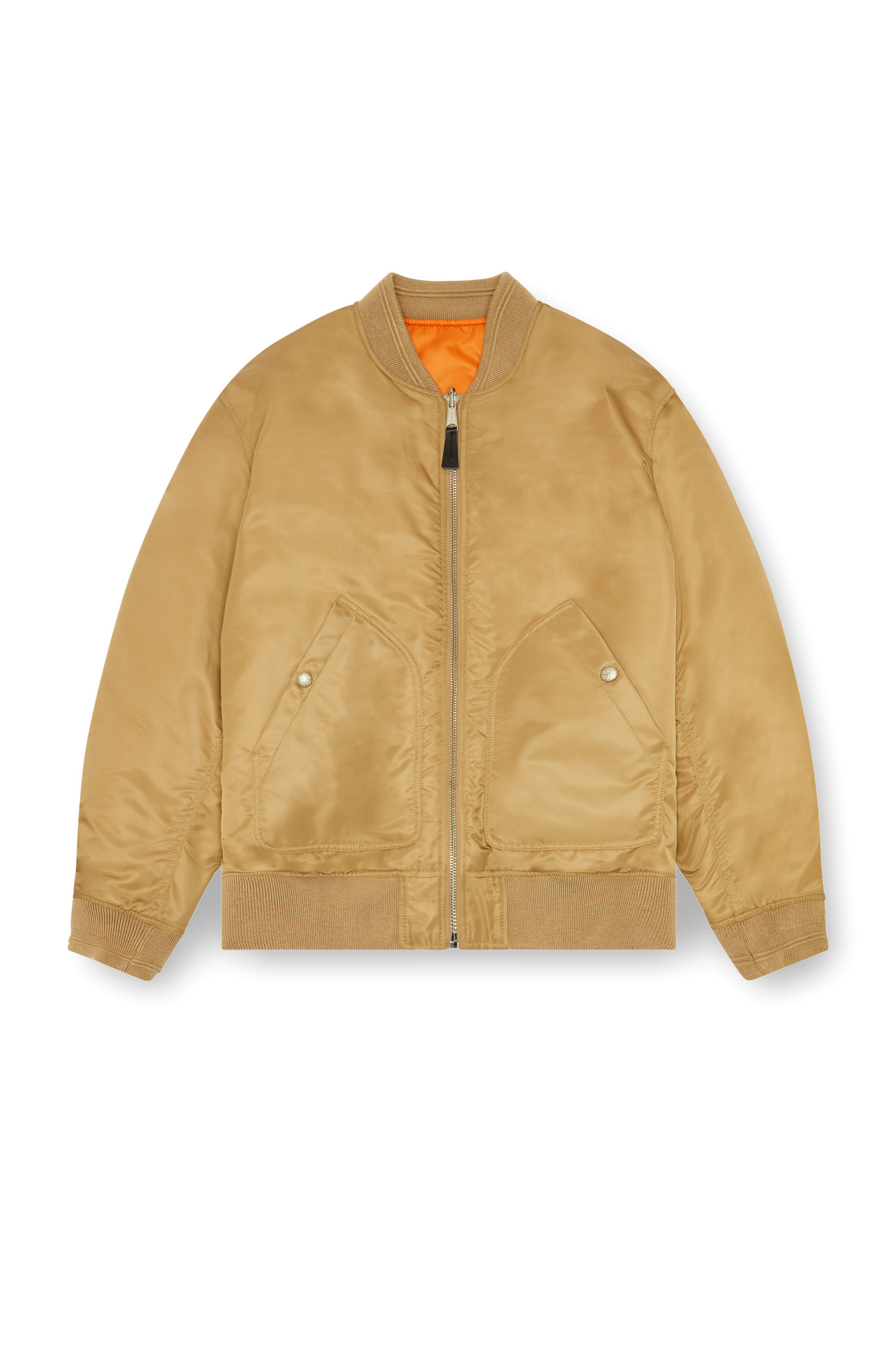 Diesel - J-HELD, Male's Bomber in padded nylon with Oval D in Light Brown - 2