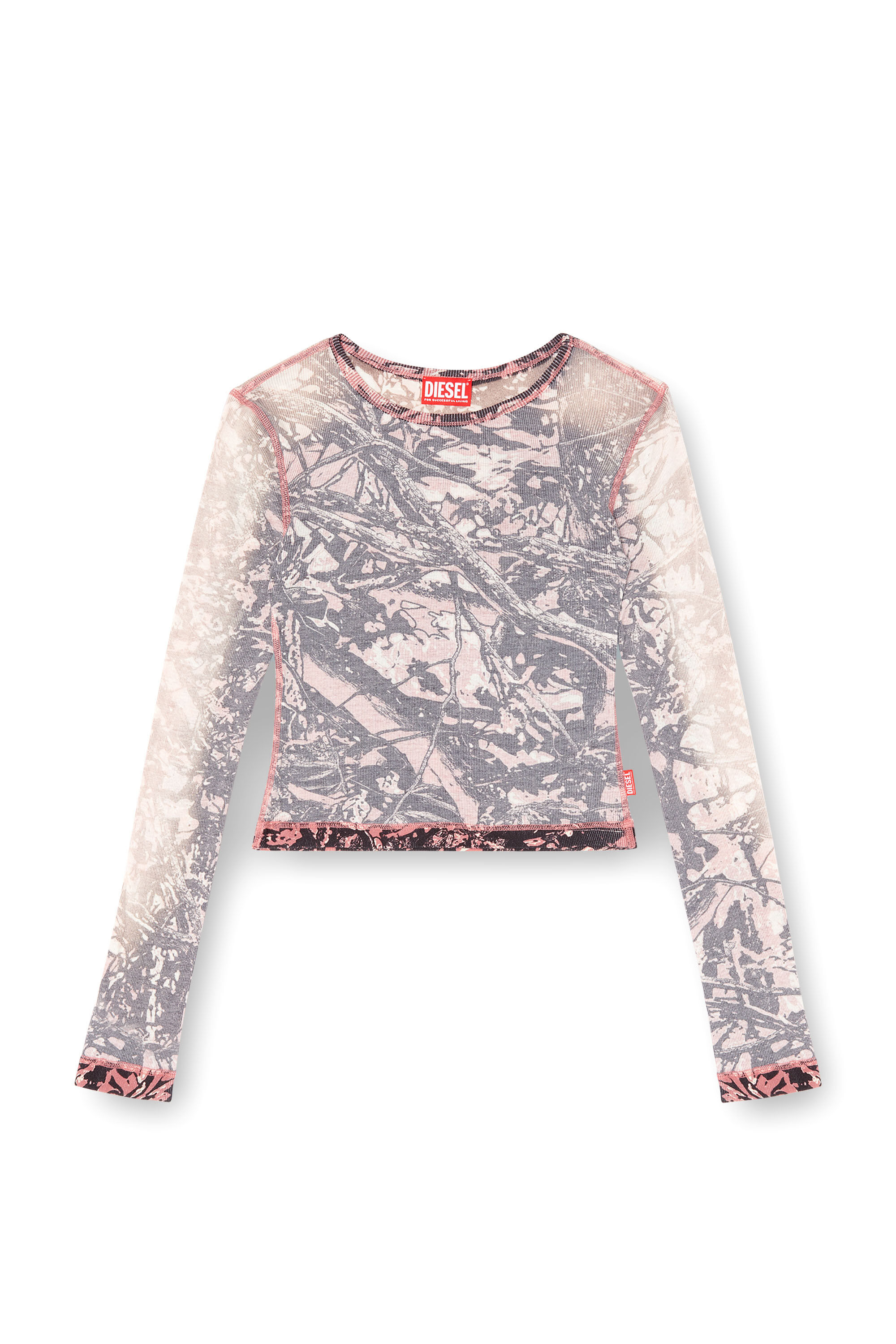 Diesel - T-BANESS-Q1, Female's Long sleeved top with glitch camo print in Pink/Grey - 2