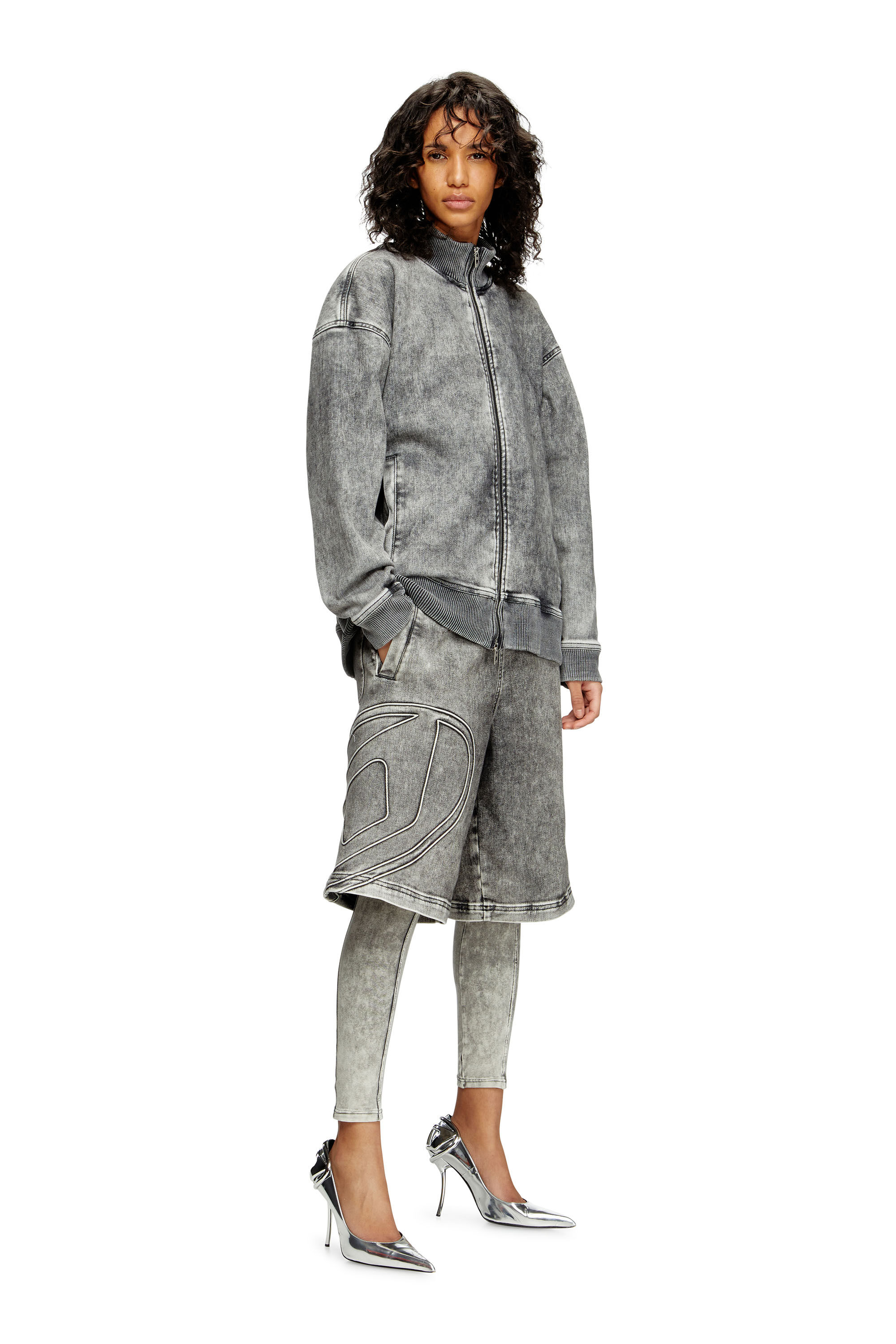 Diesel - D-ENNY-S TRACK, Unisex's Track Denim bermudas with Oval D in Grey - 6
