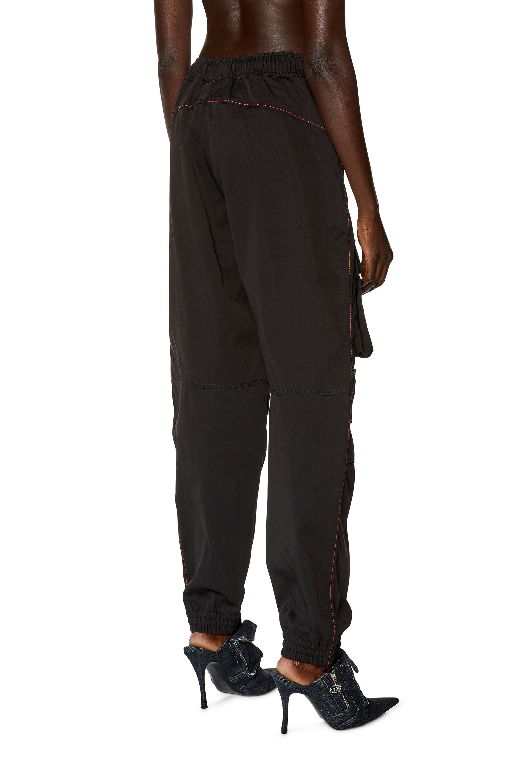 Pantalon cargo skater femme en serge nylon Noir Diesel