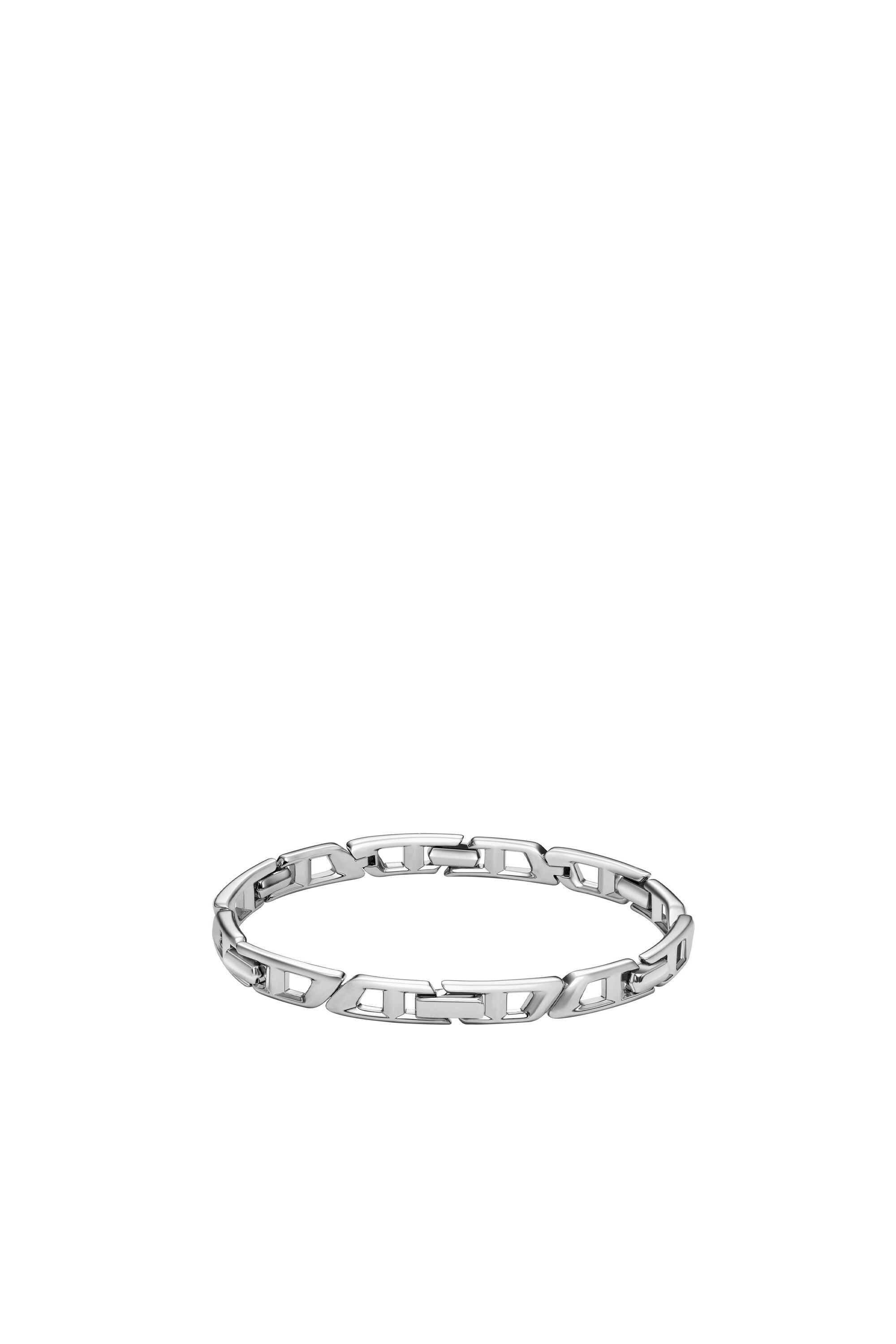 Diesel - DL1350040 STERLING SILVER JEWEL, Bracelet Link en argent sterling avec logo D. Mixte in Gris argenté - 2