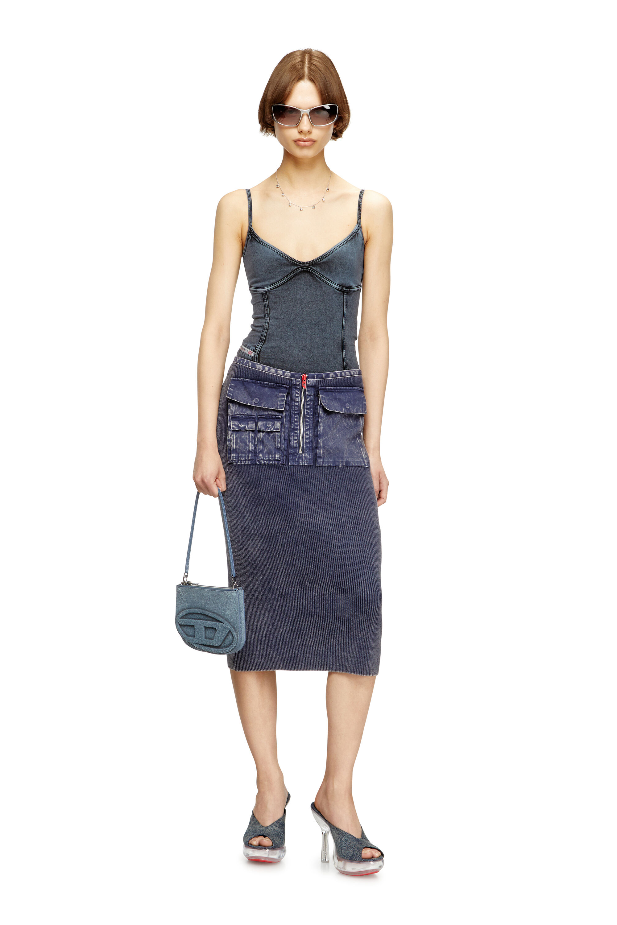 Diesel - 1DR TWIN, Female's 1DR Twin-Double-pouch shoulder bag in solarised denim in Blue - 6