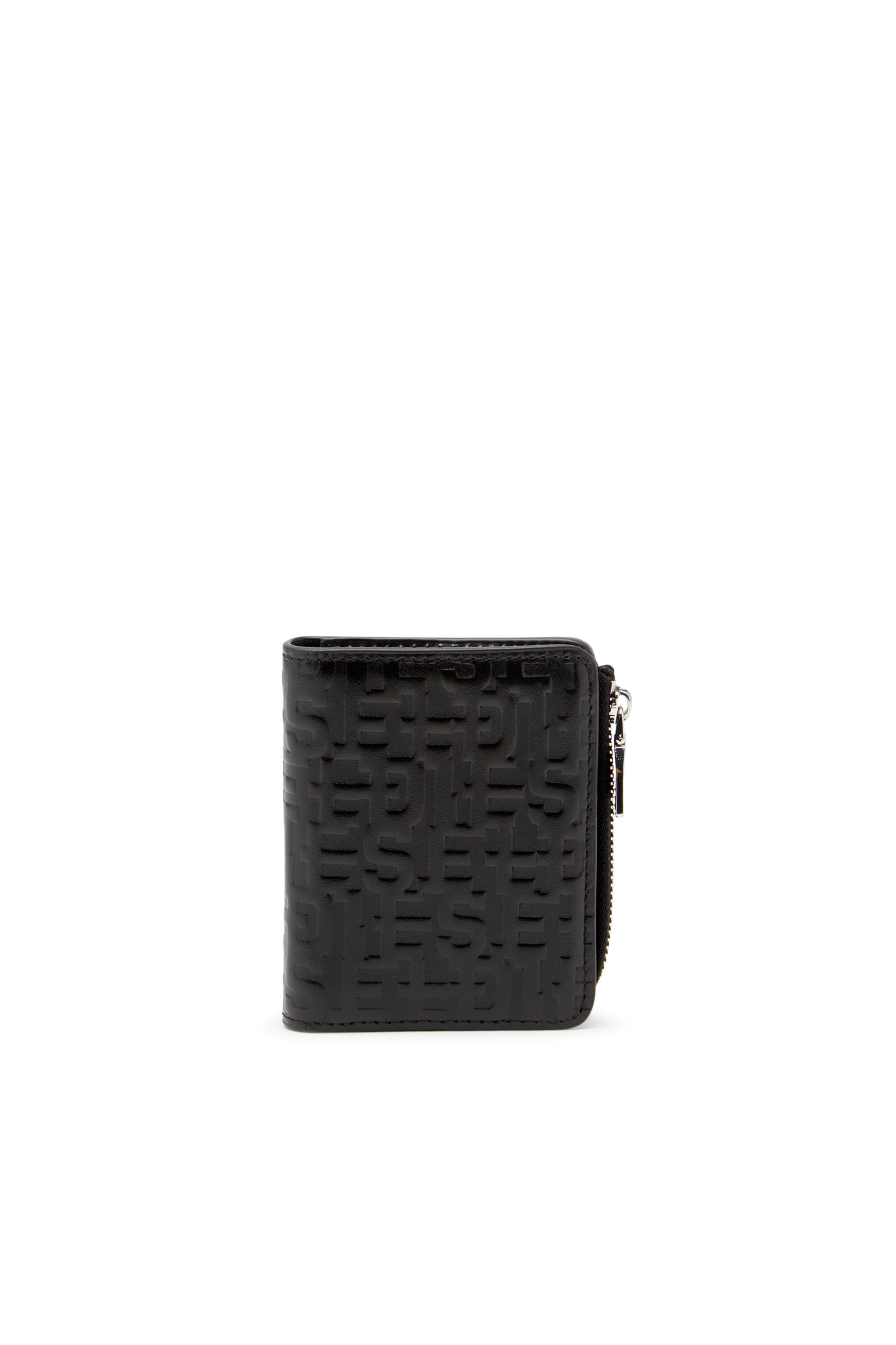 Diesel - PC MONOGRAM CARD HOLDER ZIP L, Male's Embossed leather card holder in Black - 1