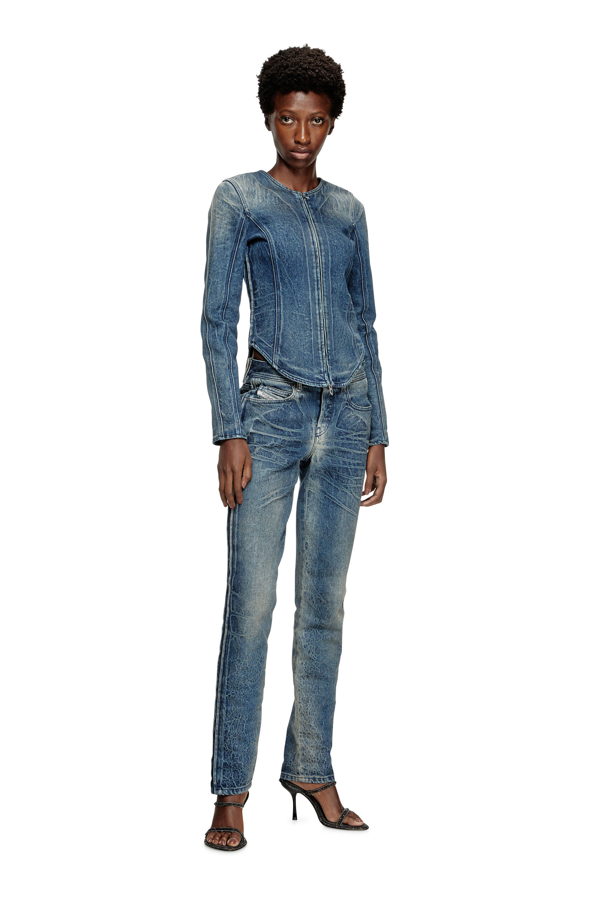 Diesel - DE-GARY-FSG, Female's Jacket in Ghost Embossed denim in Dark Blue - 1