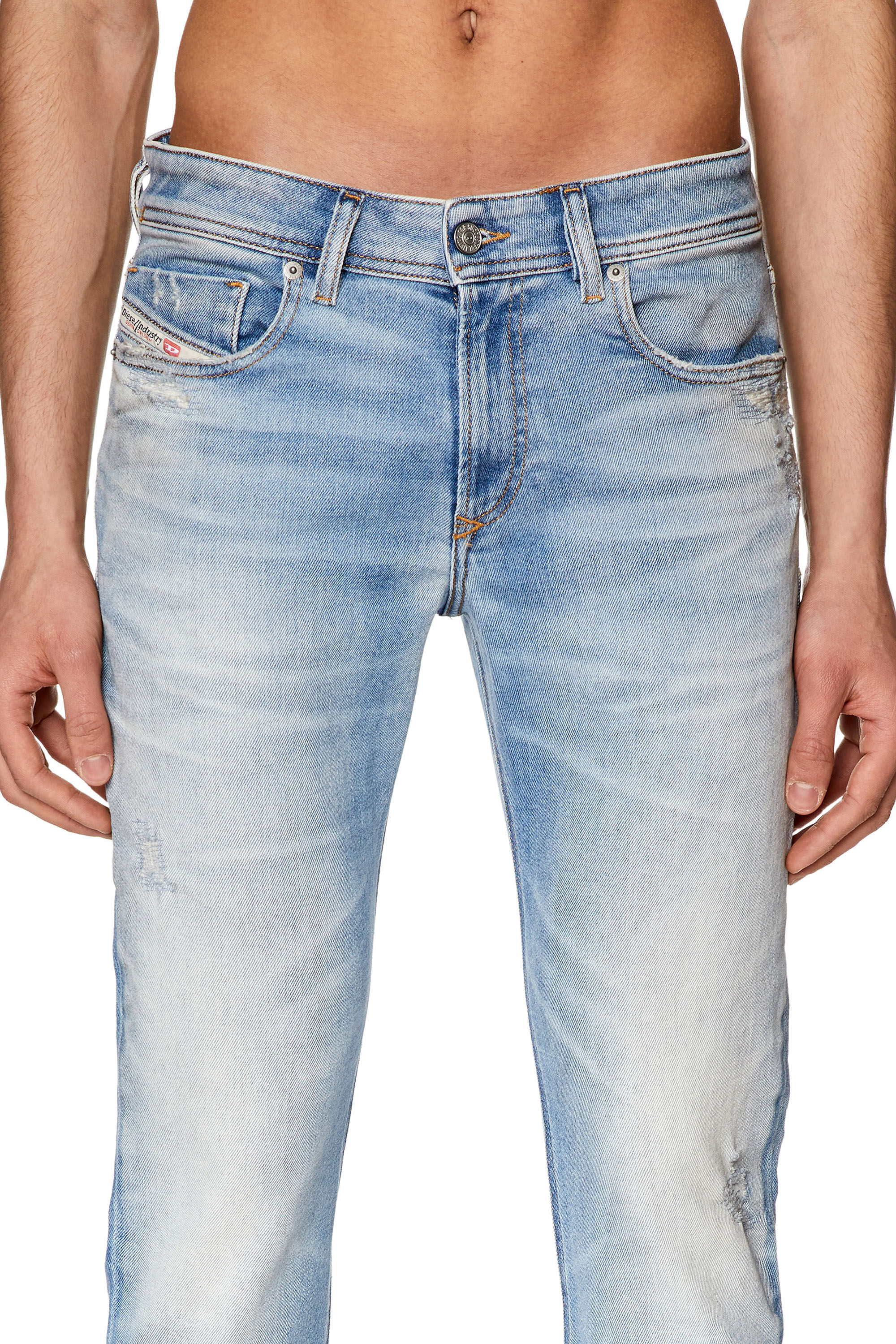 Level 7 Men's Powder Blue Distressed Slim Tapered 5 pocket Jeans Premium  Denim – Level 7 Jeans