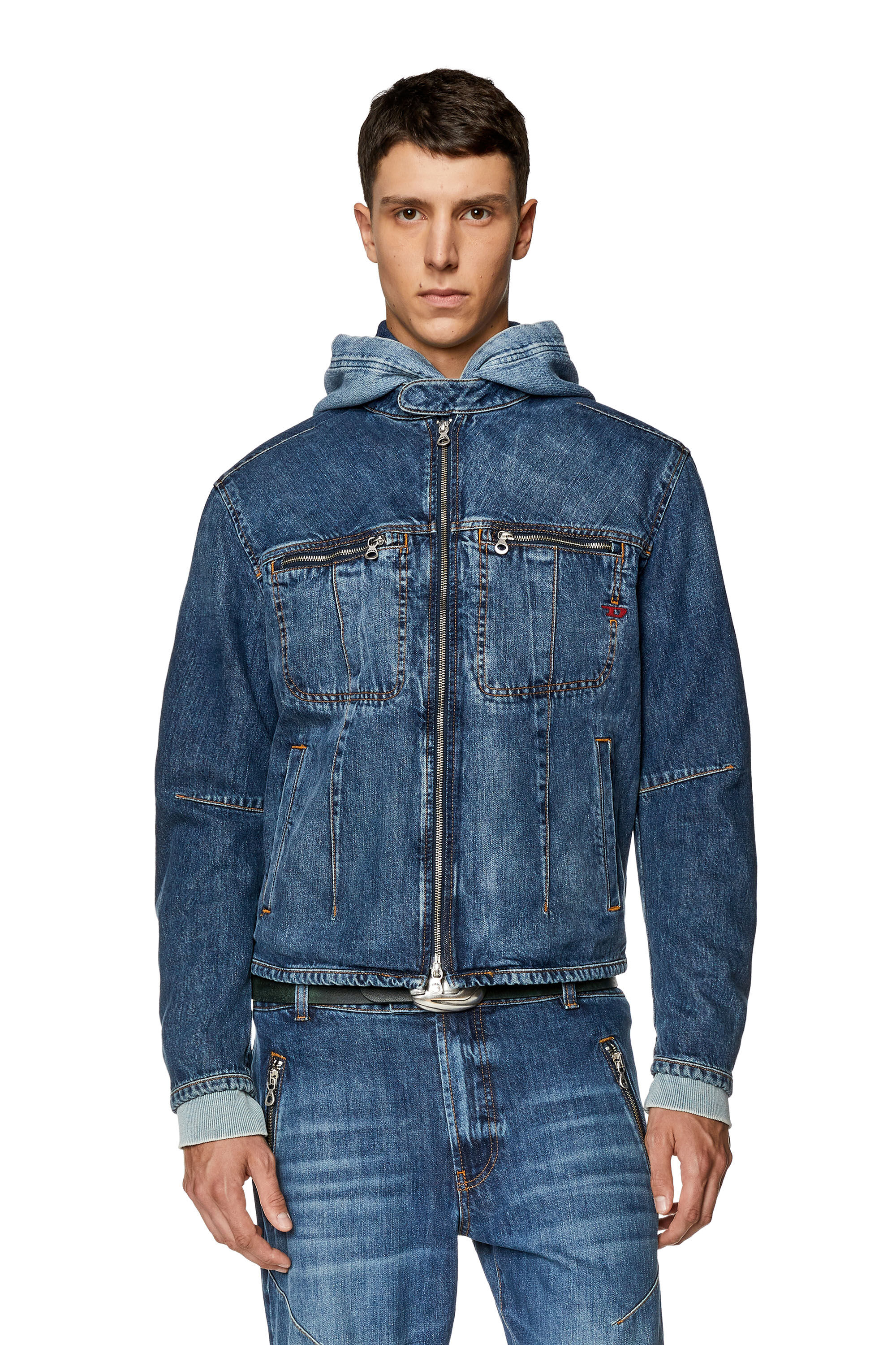 Men s Zip denim jacket D BARCY BK S Diesel