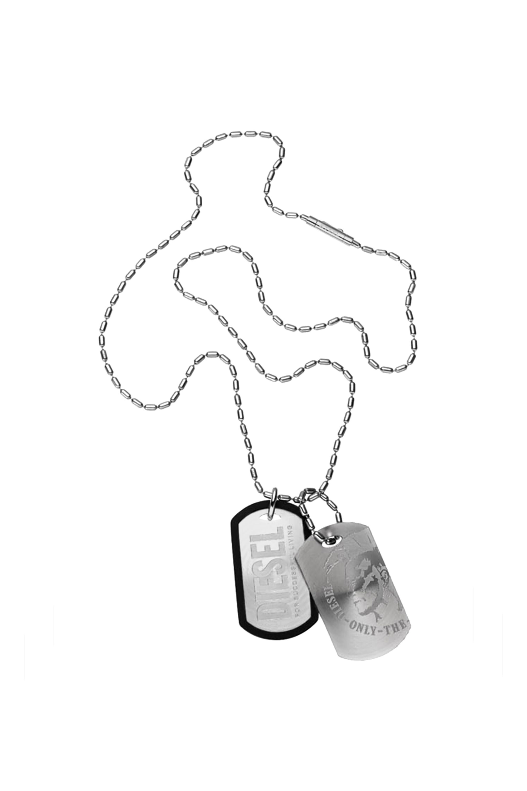 Diesel - DX0011, Collier en acier inoxydable avec pendentif double Homme in Gris argenté - 1