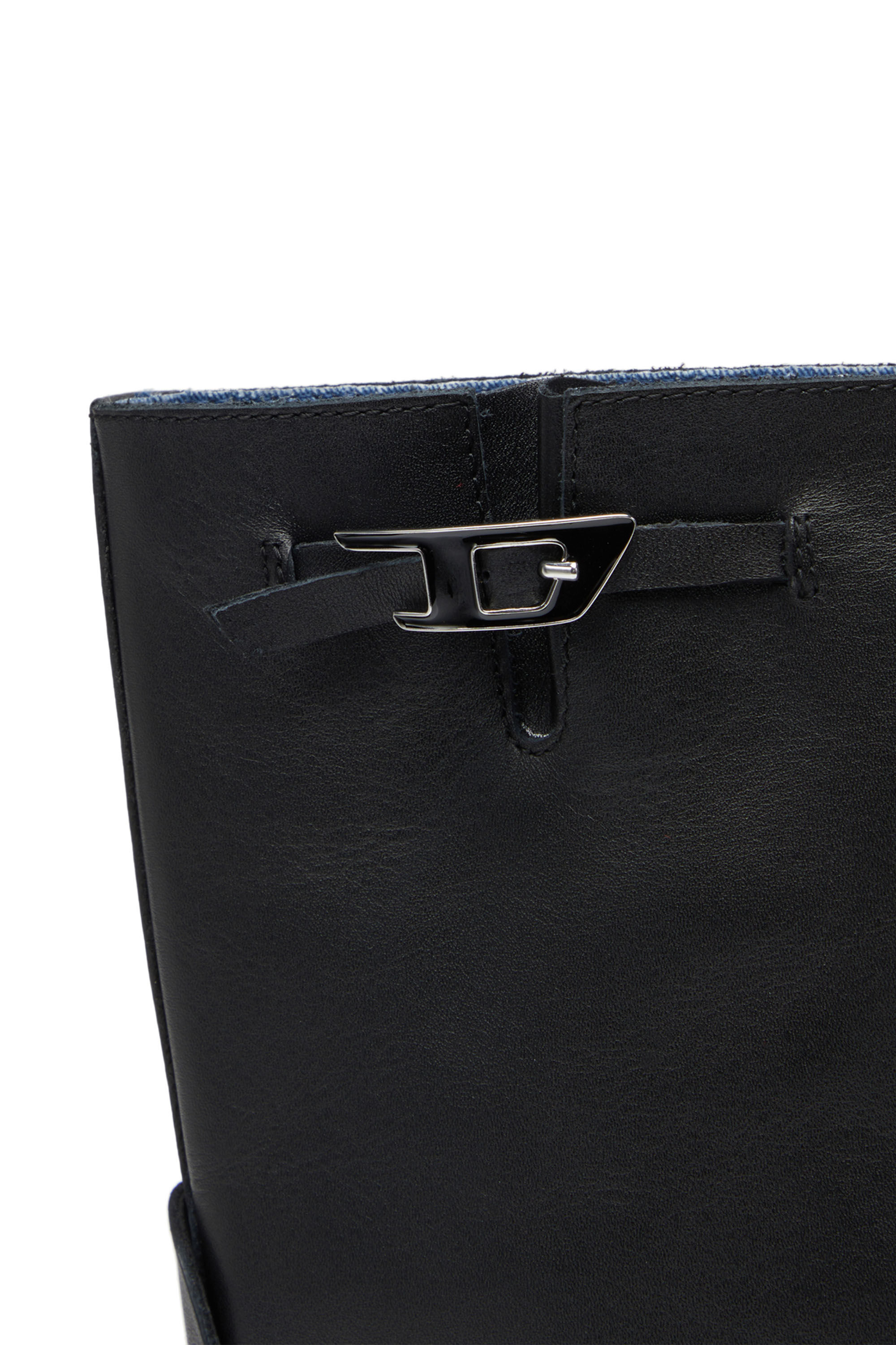 Diesel - D-HAMMER HB W, D-Hammer HB W - Bottes en cuir avec bords en denim Femme in Noir - 4