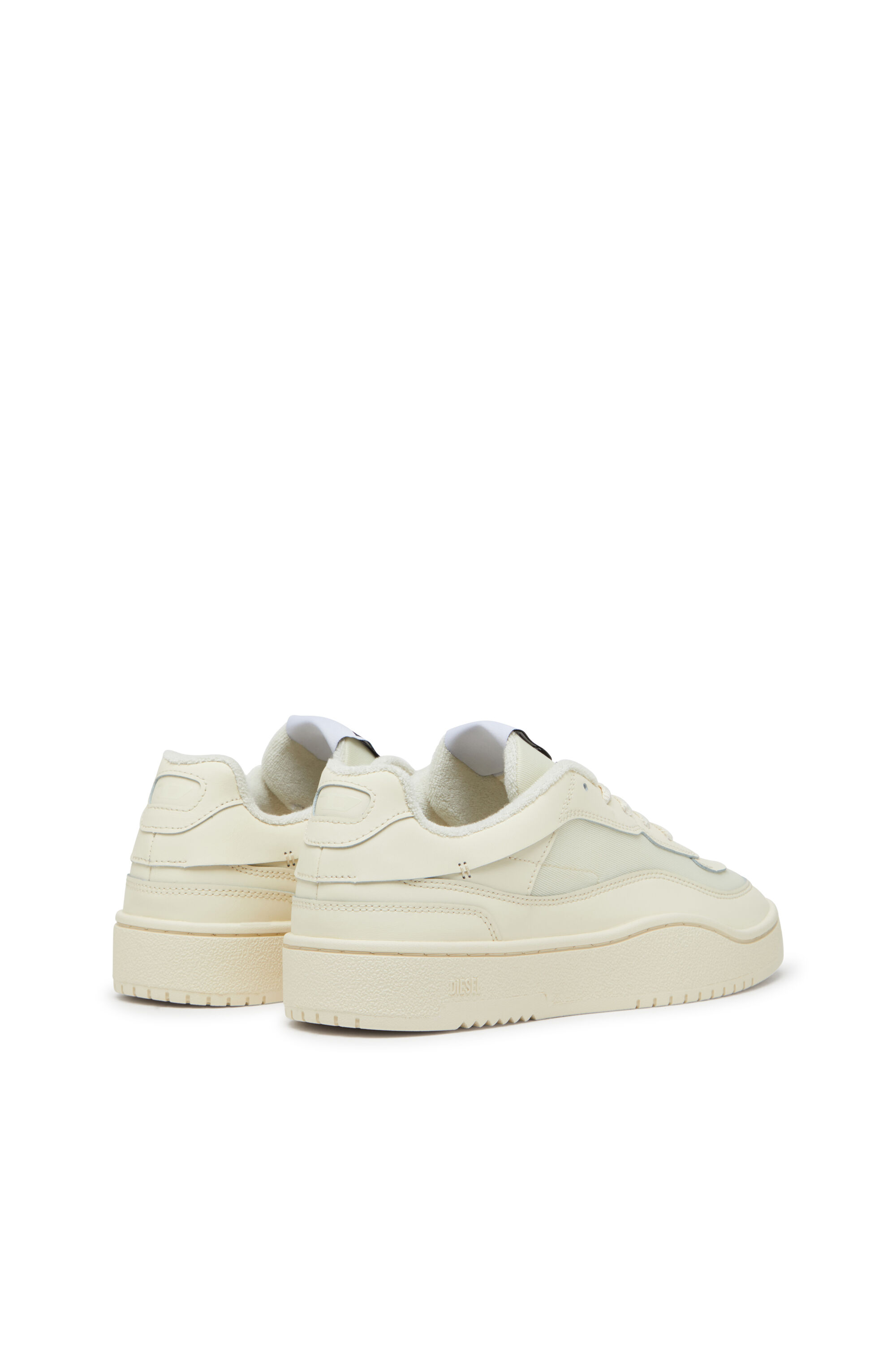 Diesel - S-OVAL SKATE LOW, Male's S-Oval Skate-Fabric-panelled leather sneakers in Beige - 3