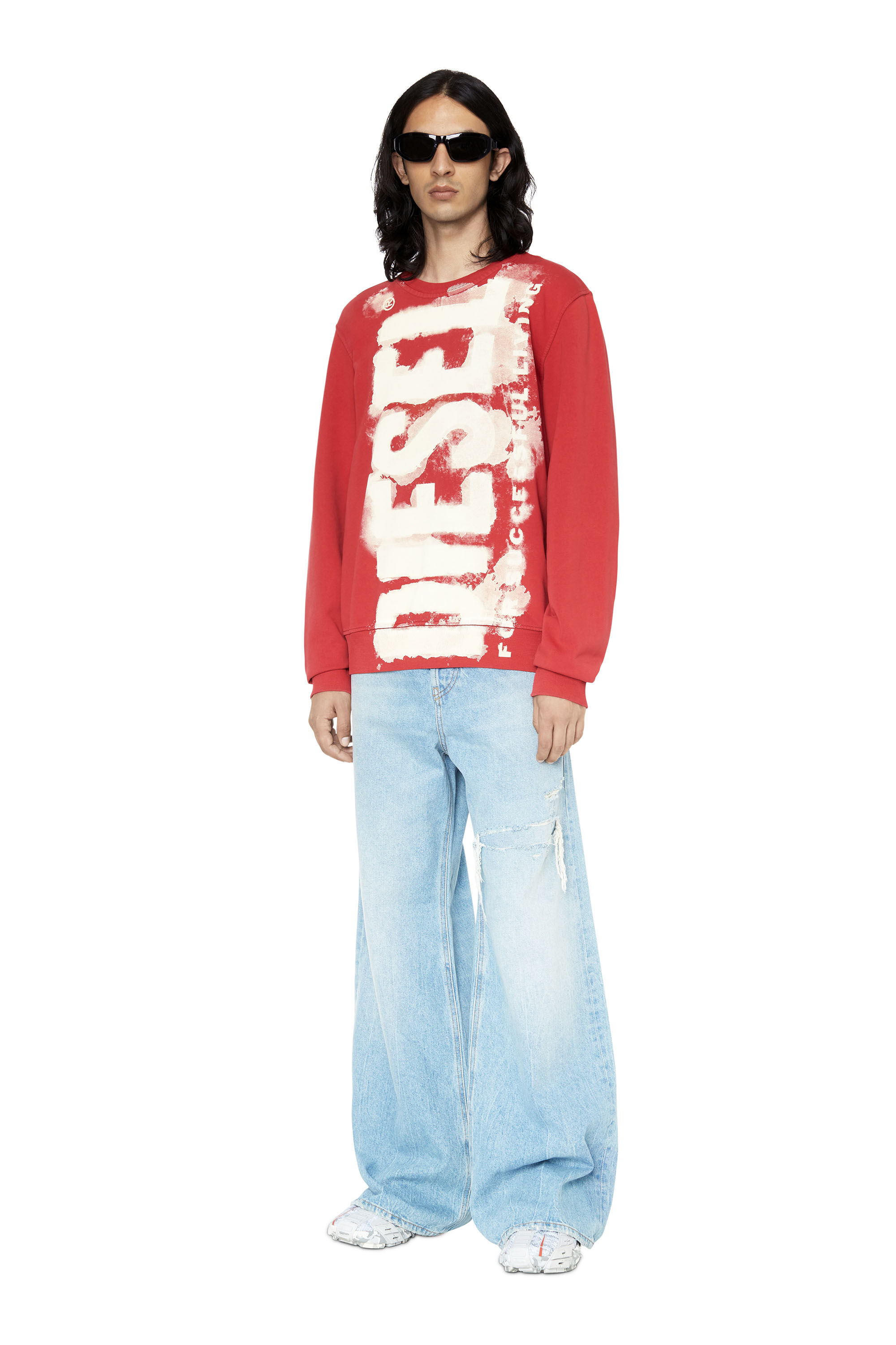 S-GINN-E5 Man: Sweatshirt with bleeding-effect logo | Diesel