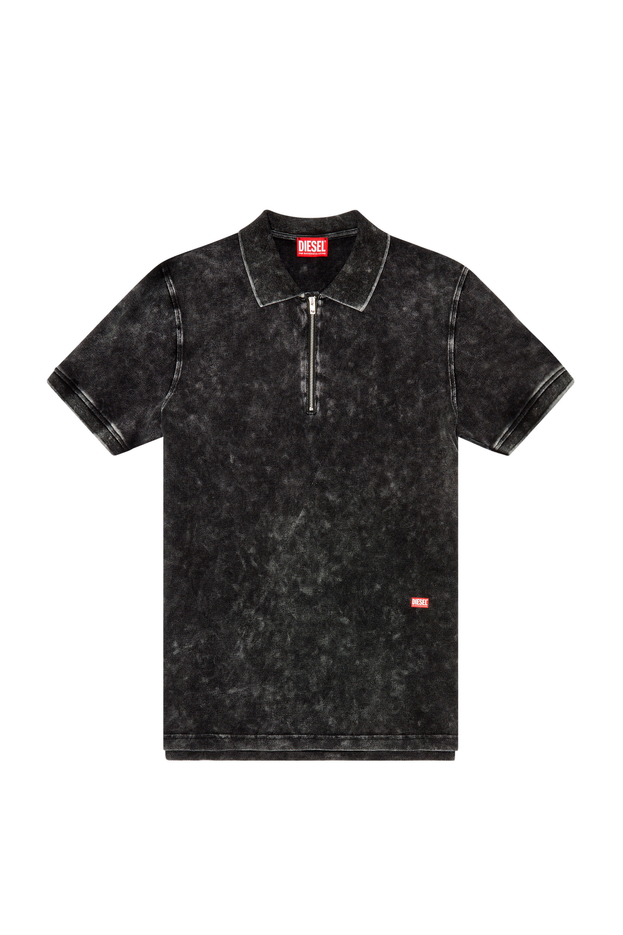 Men's Polo shirt in faded piqué | Black | Diesel Men's Polo shirt in faded piqué | Black | Diesel